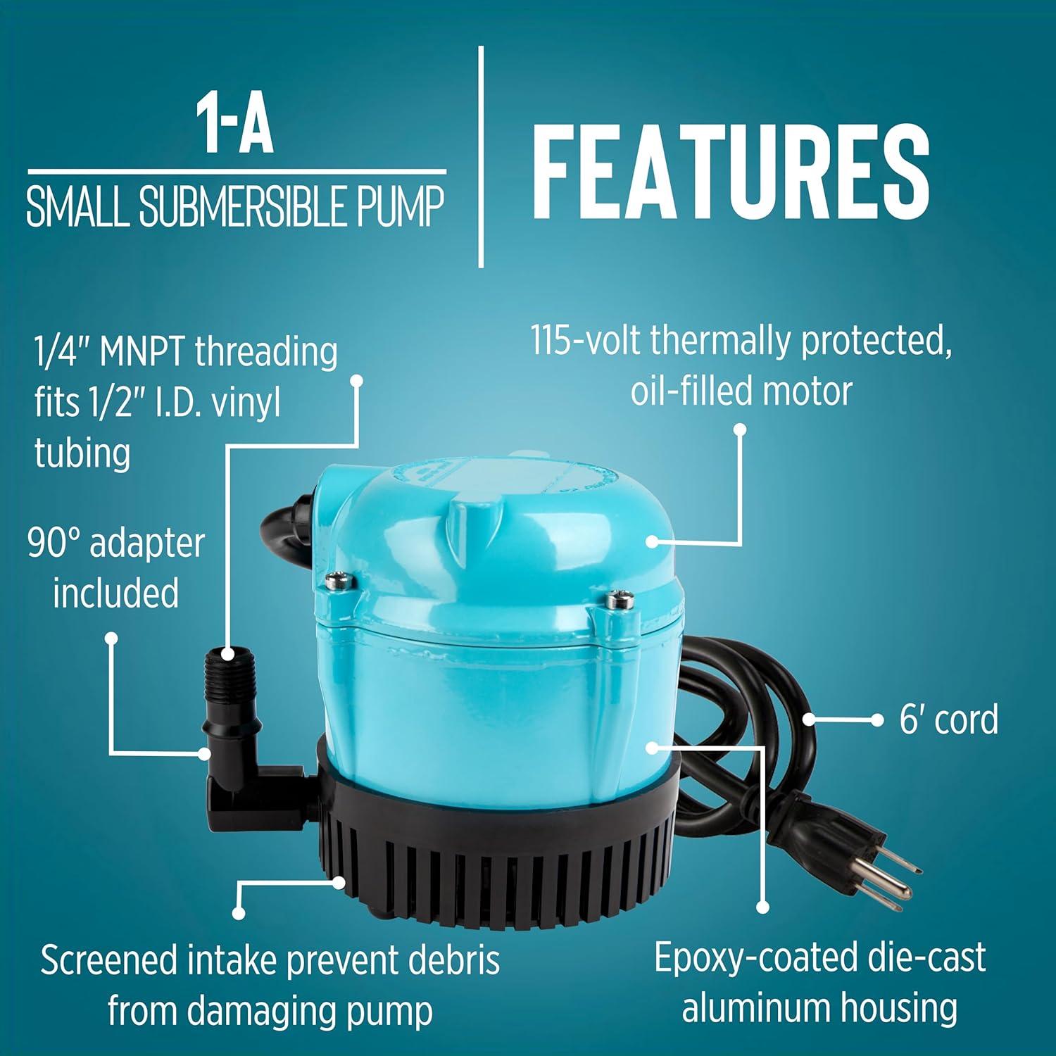 Little Giant 1-A 170 GPH 1/200 HP Permanently Oiled Direct Drive Pump | 500203