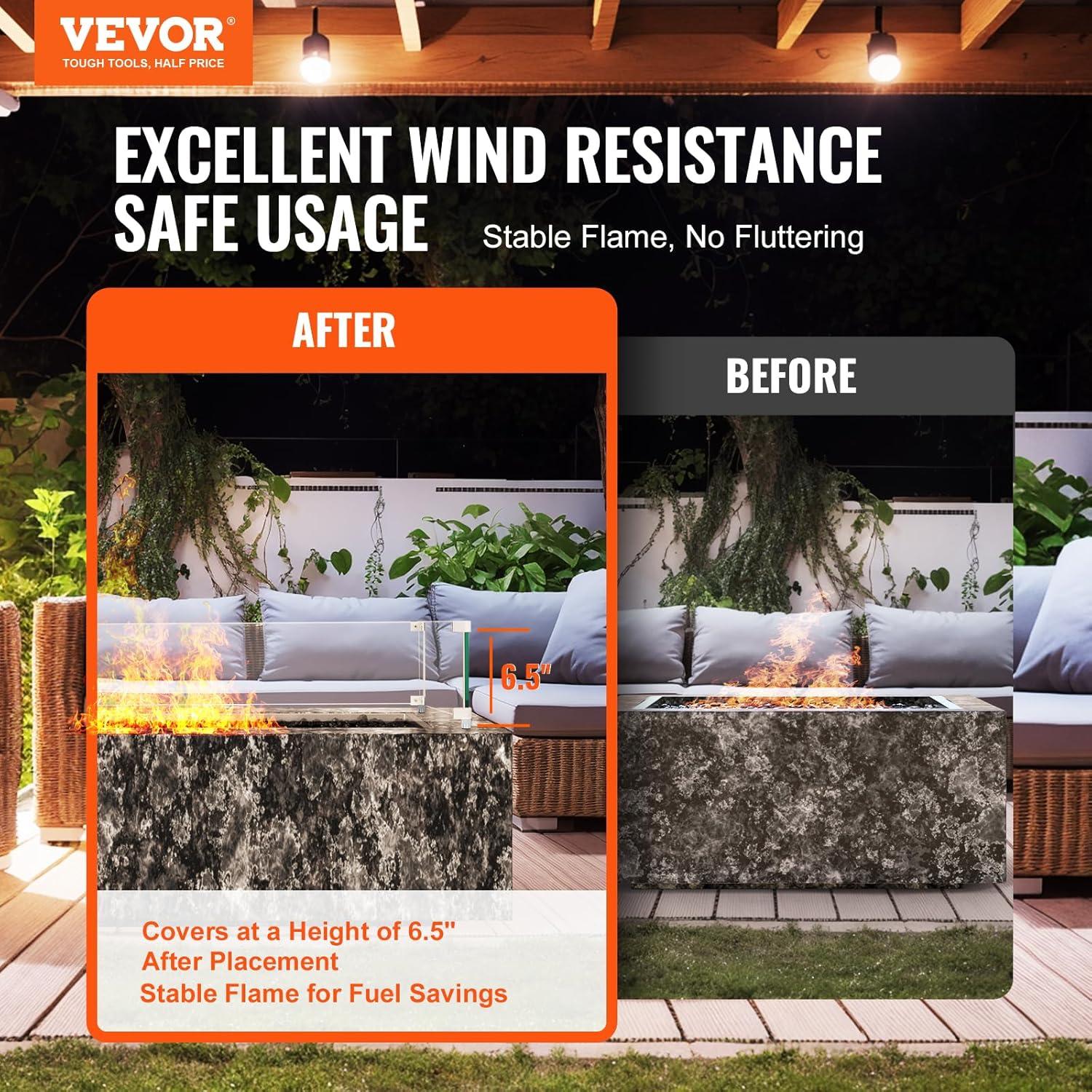 VEVOR Tempered Glass Fire Pit Accessory (Set of 4)