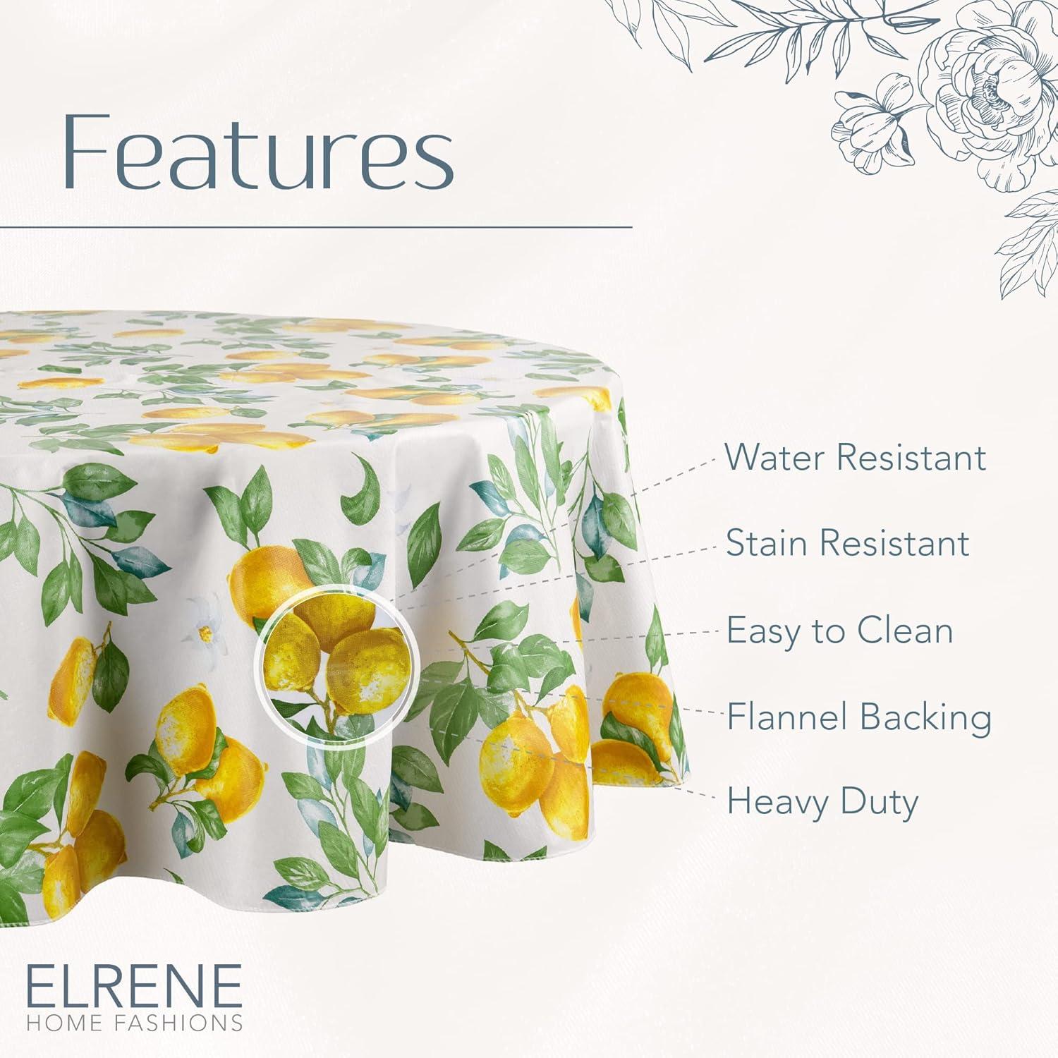 Vintage Lemon and Citrus Blooms Vinyl Rectangle Tablecloth