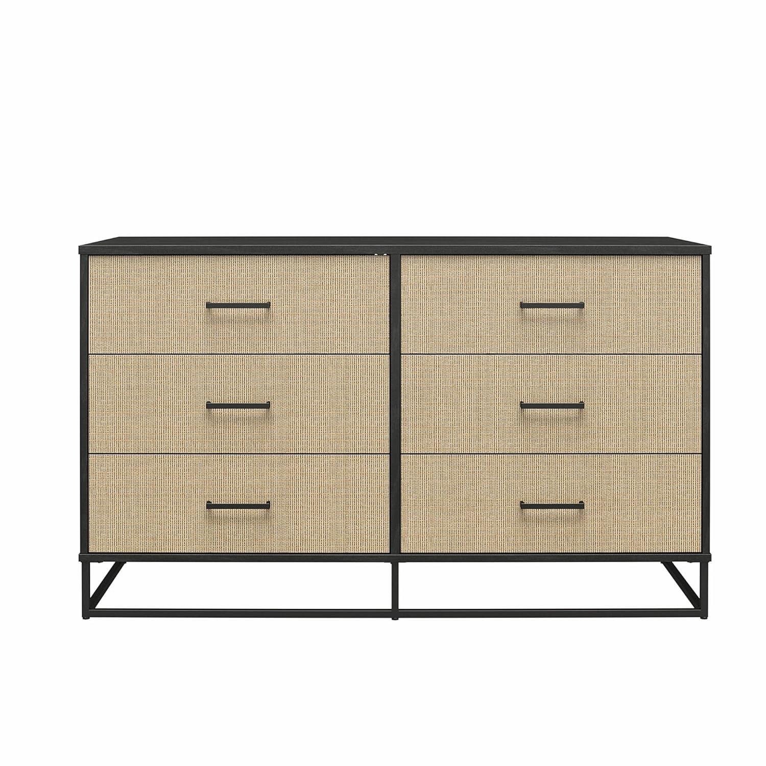 Kelly Faux Rattan 6 Drawer 53.62" W Dresser
