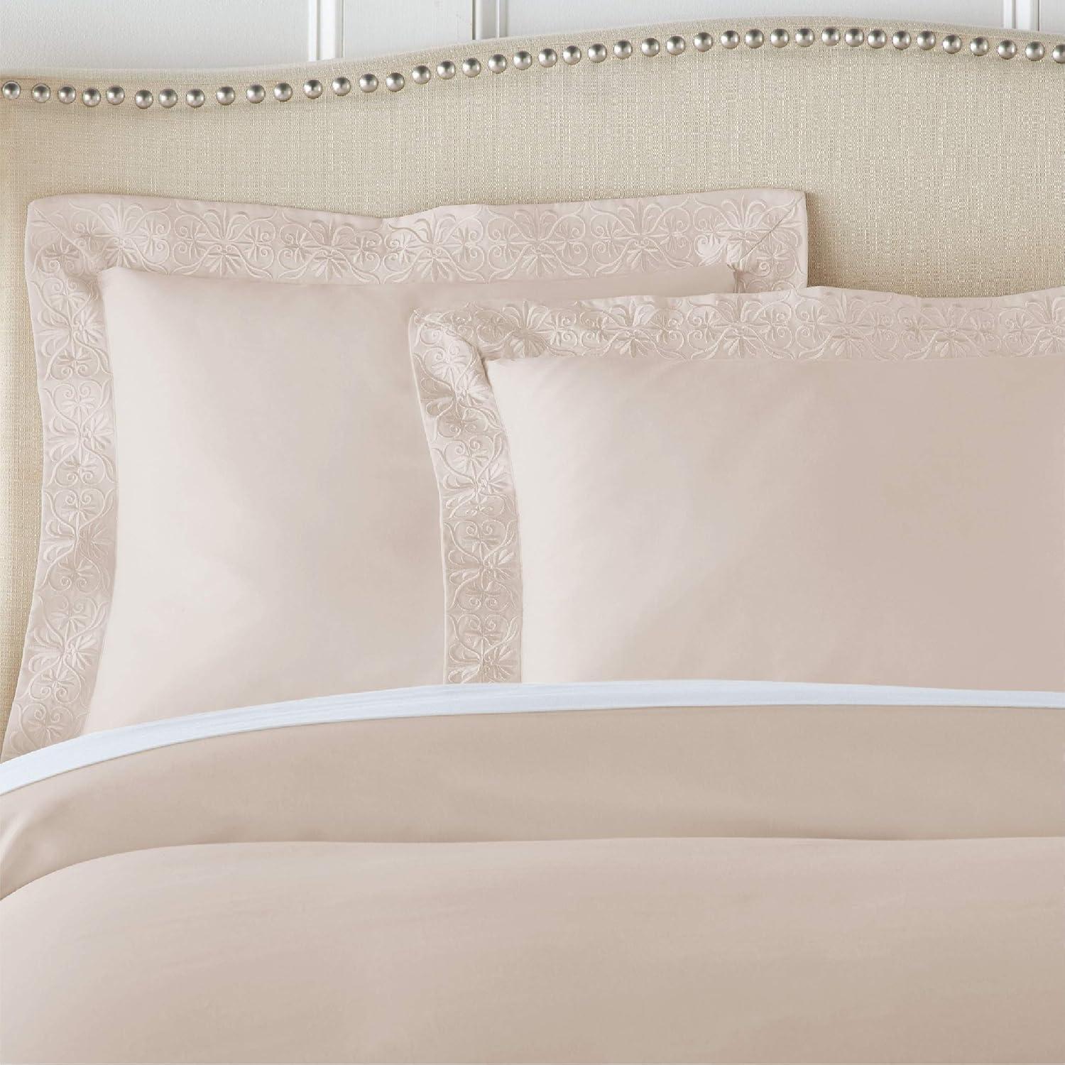 Soft Peach King Cotton Embroidered Duvet Cover Set