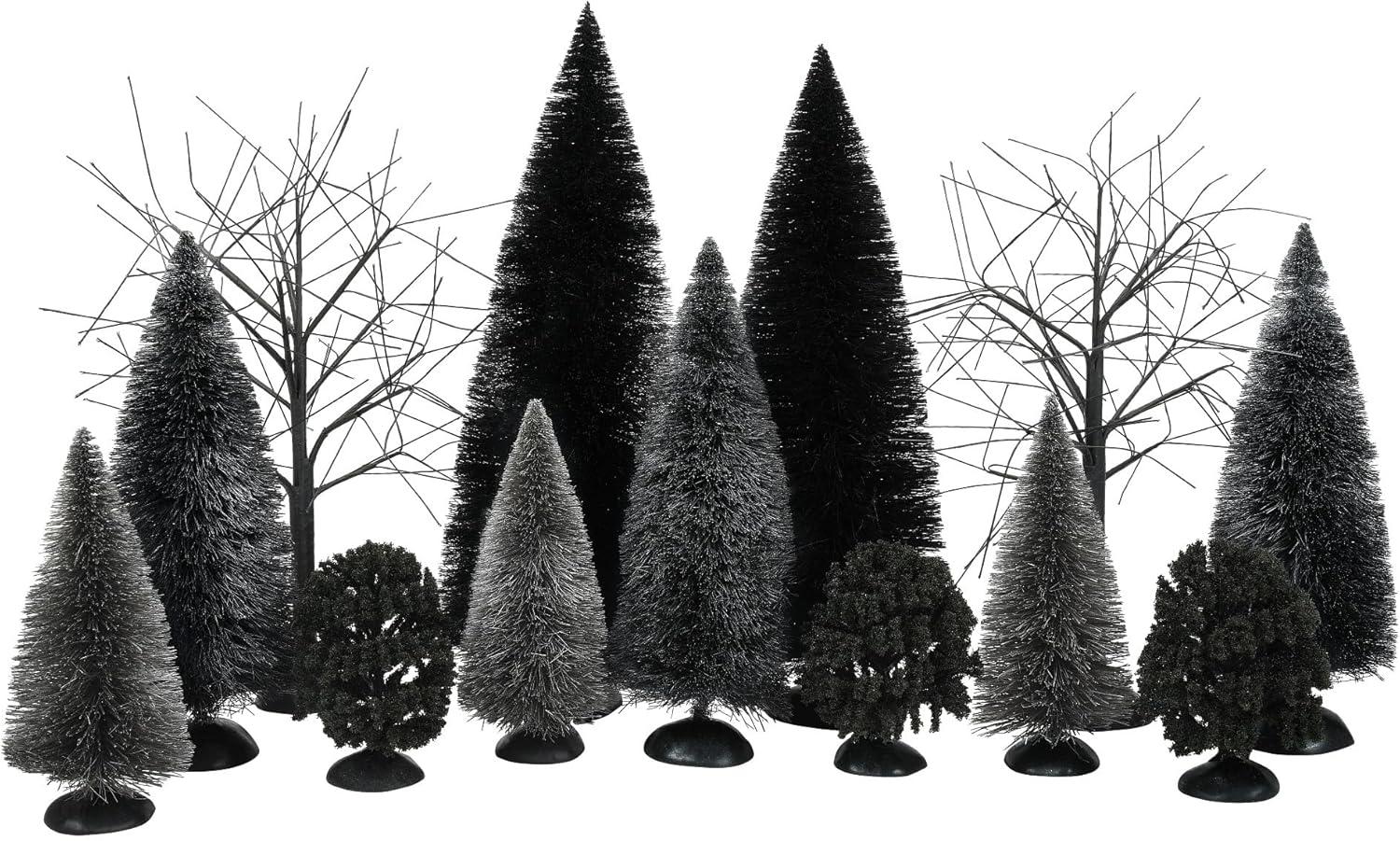 Dark Forest Black and Gray Halloween Tree Set