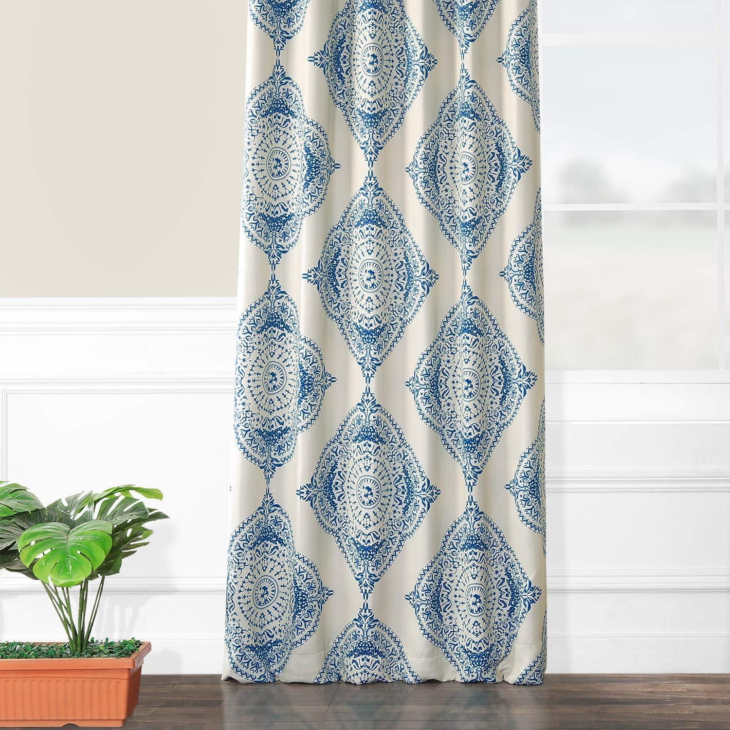 Henna Blue Blackout Room Darkening Curtain (1 Panel), Henna Blue, 50W X 120L