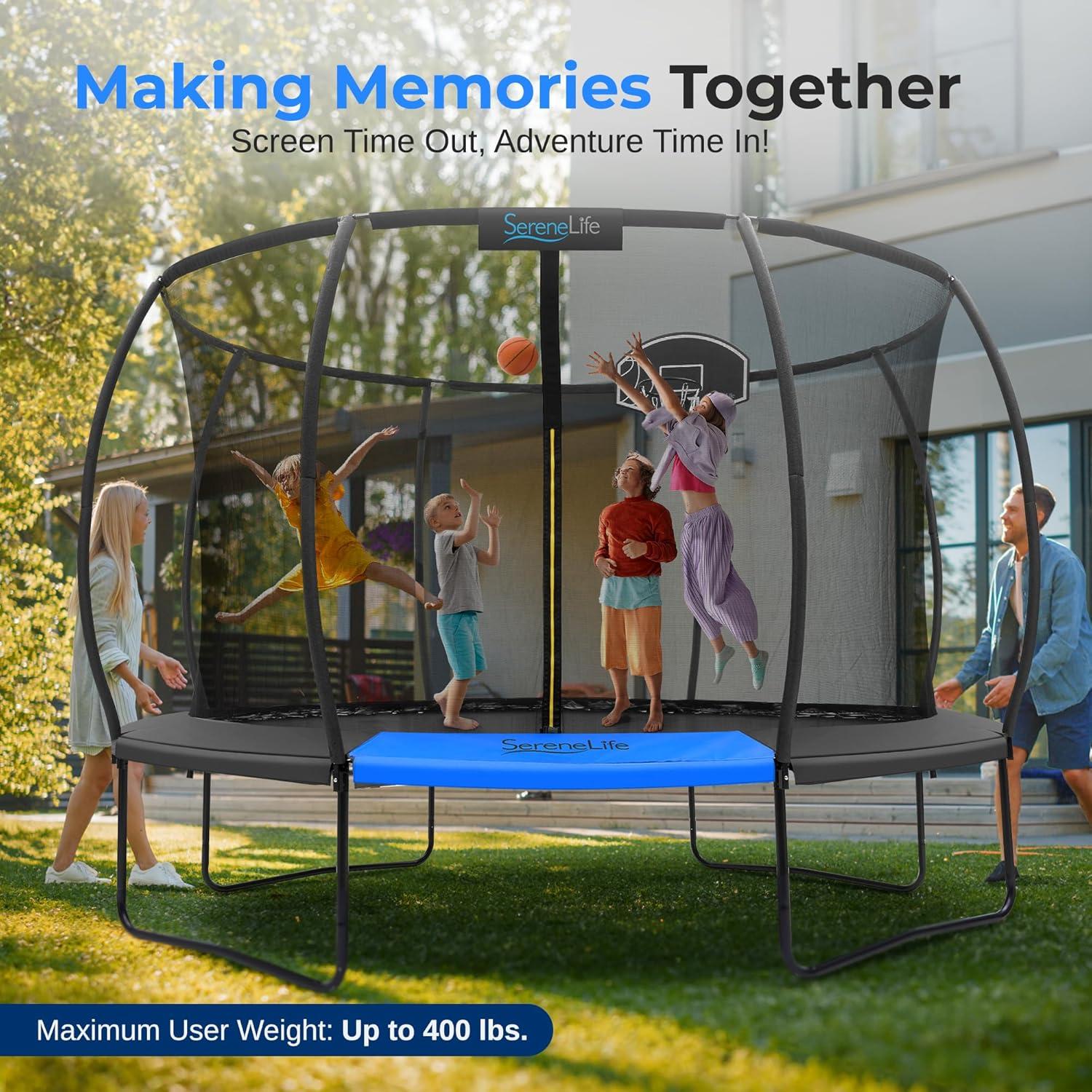 SereneLife Outdoor Trampoline with Net Enclosure