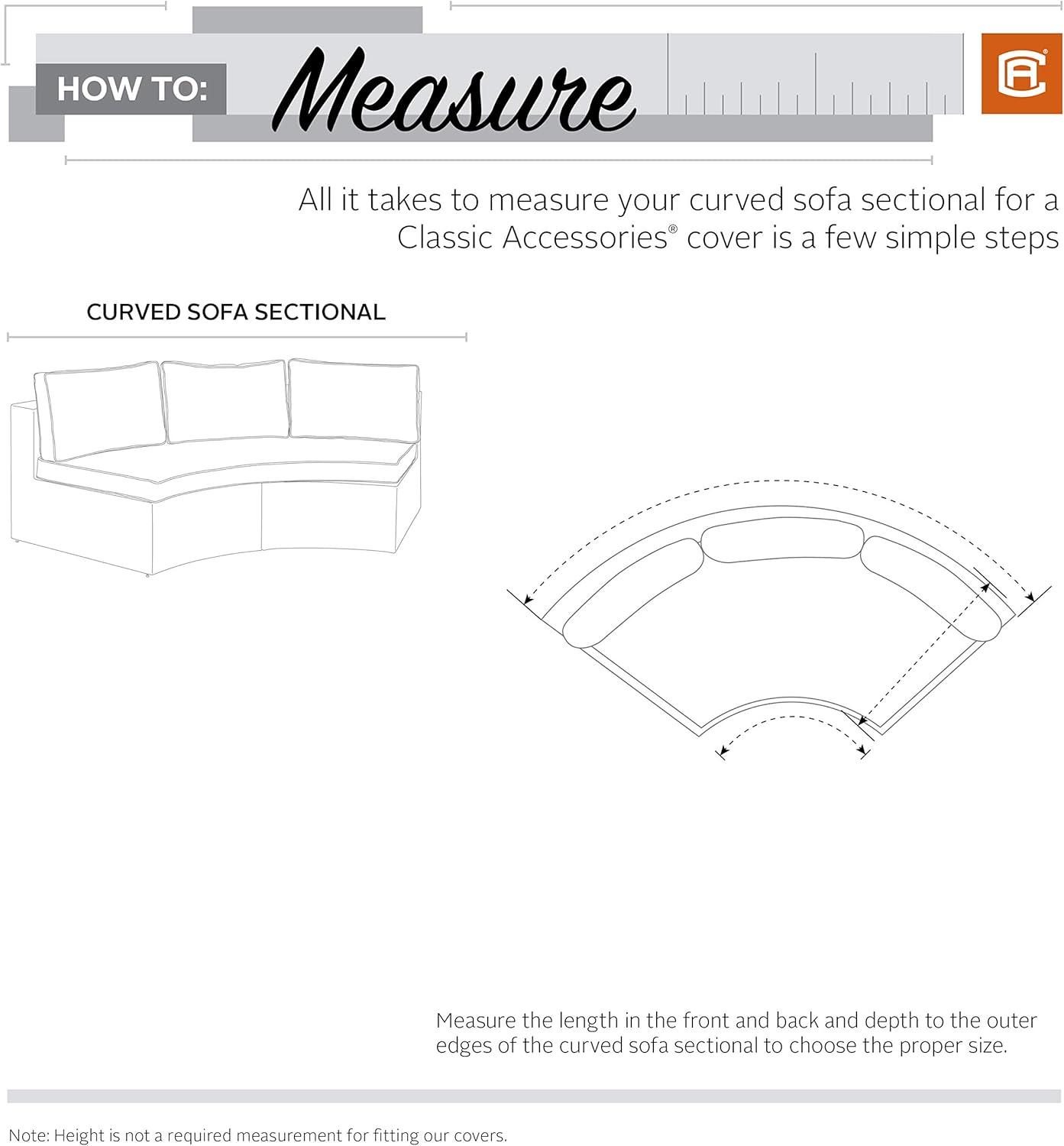 Classic Accessories Veranda Water-Resistant 46 Inch Patio Curved Sofa Sectional Cover