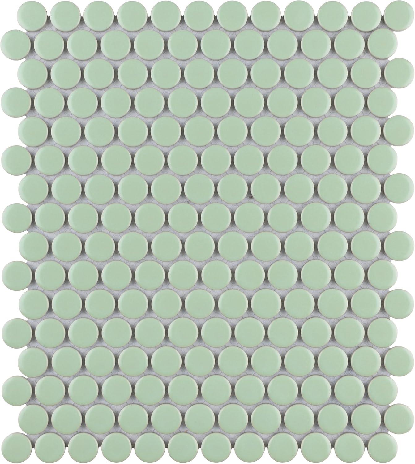 Metro Penny Matte Light Green 9-3/4 in. x 11-1/2 in. Porcelain Mosaic Tile (8.0 sq. ft./Case)