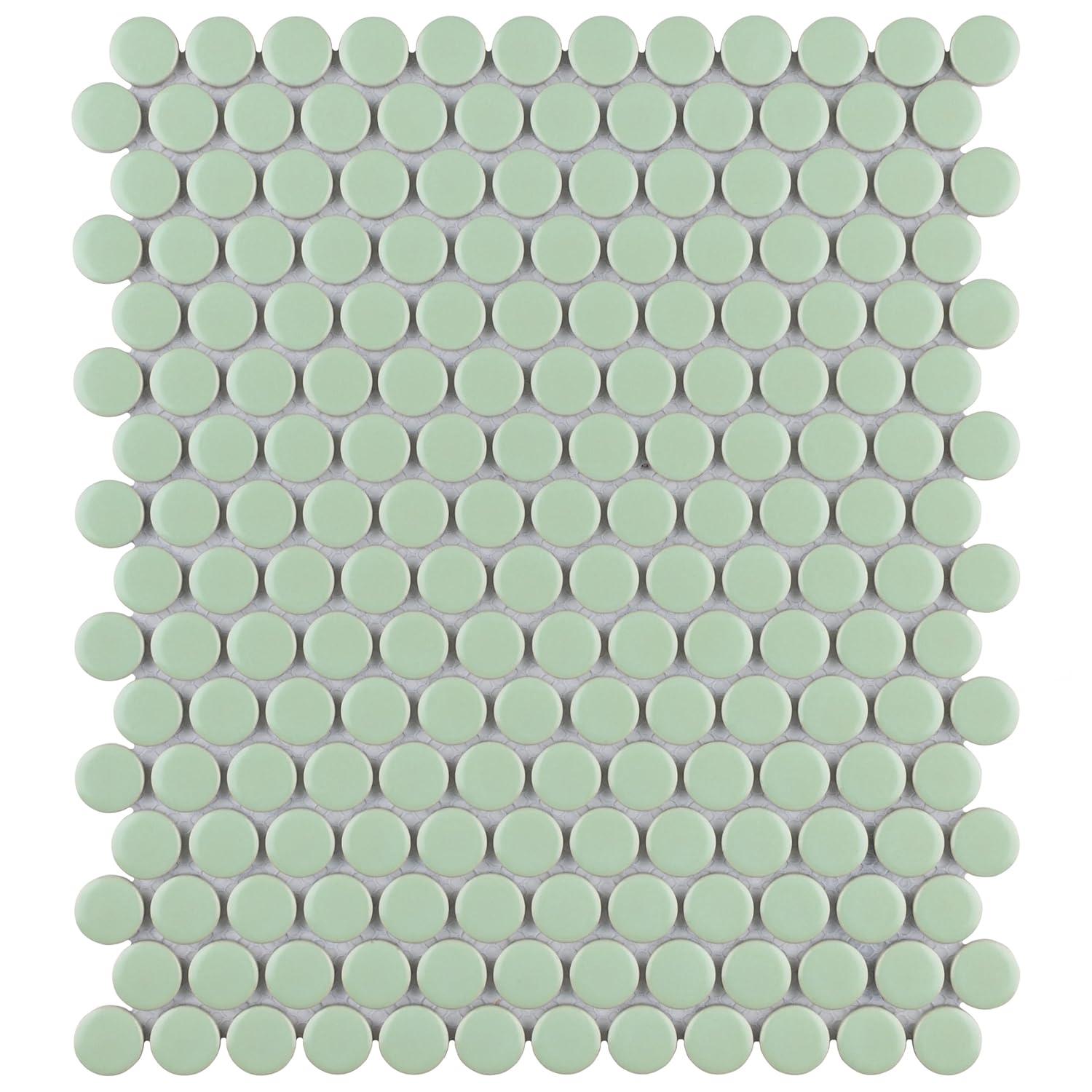Metro Penny Matte Light Green 9-3/4 in. x 11-1/2 in. Porcelain Mosaic Tile (8.0 sq. ft./Case)