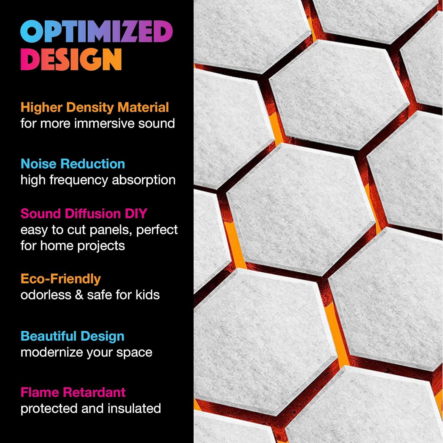 Sonic Acoustics 12pk 14"x12"x4" Hexagon Acoustic Panels - Silver Gray