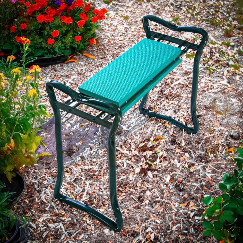 Green Steel Padded Garden Kneeler and Seat