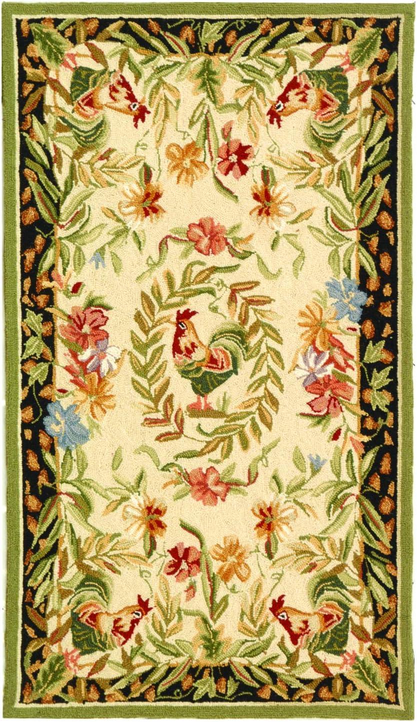 Hand Hooked Wool Floral Rug