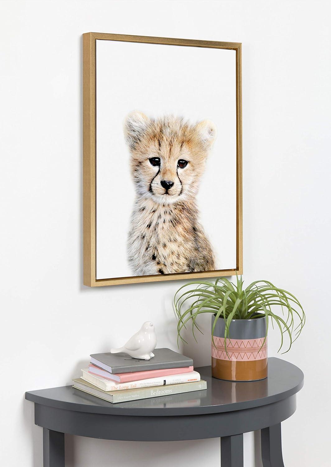 18" x 24" Sylvie Cheetah Framed Canvas By Amy Peterson Gold - Kate & Laurel All Things Decor