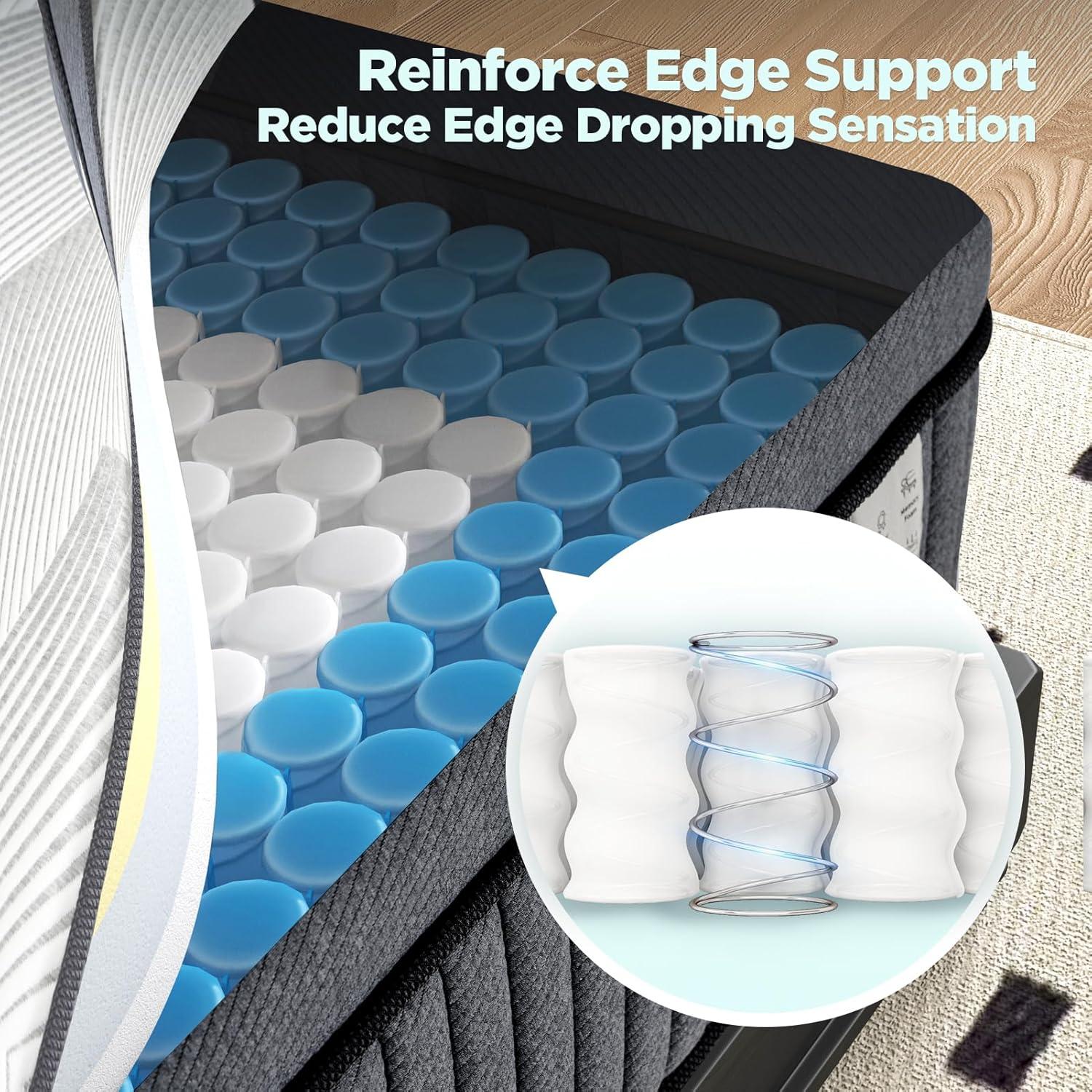 King 14-Inch Gray Eurotop Hybrid Mattress with Memory Foam