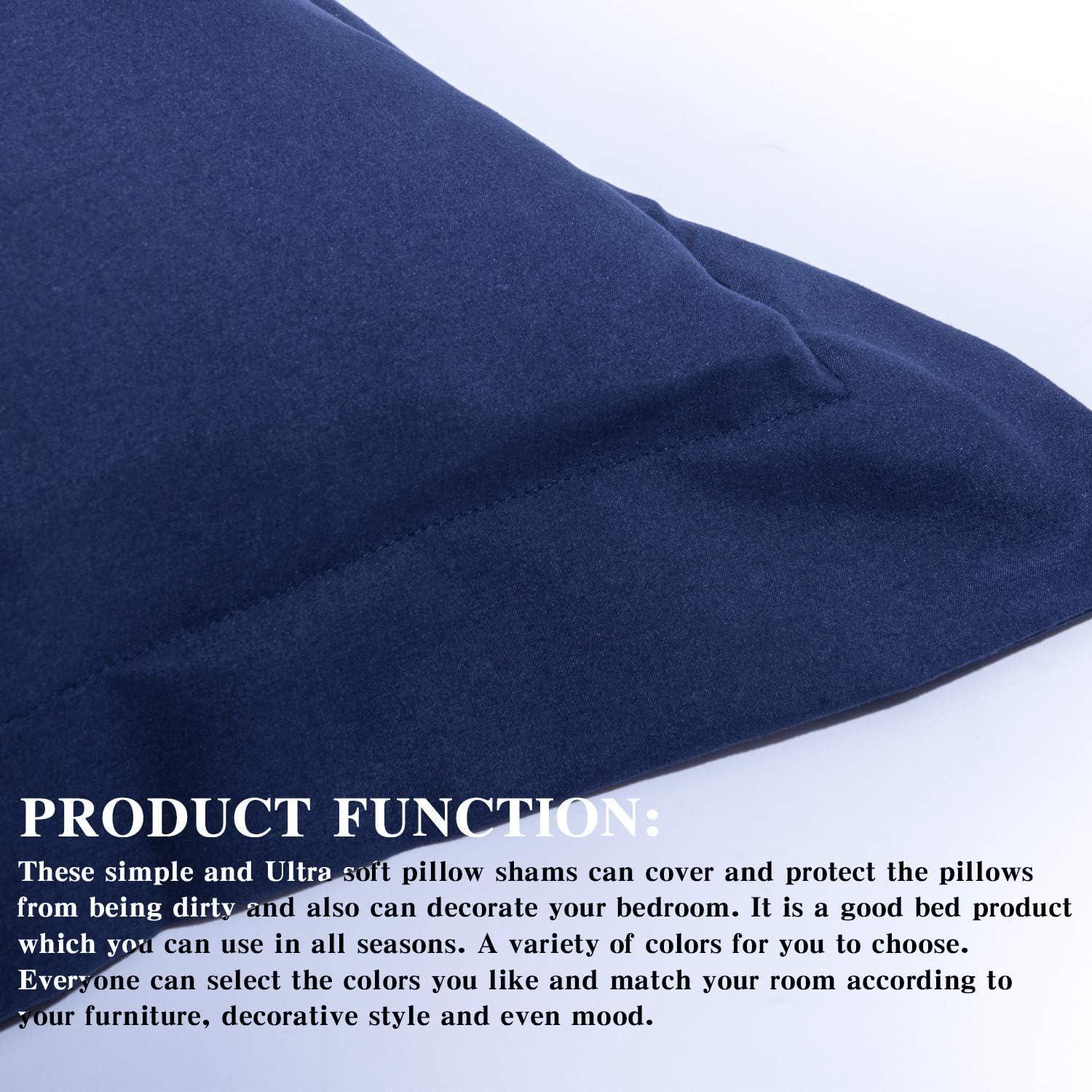 BEFIHO Standard Pillow Shams - 2 Pack Brushed Microfiber 20X26 Sham Covers - Super Soft And Cozy, Wrinkle, Fade, Stain Resistant Oxford Pillowcases (Set of 2)
