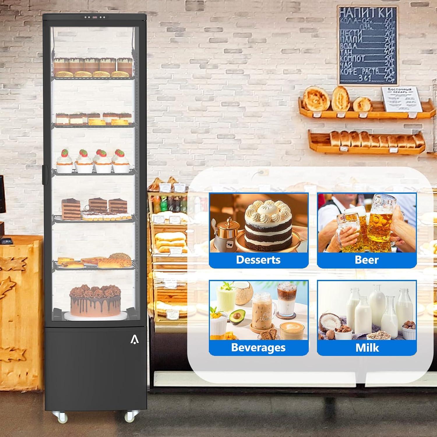 Rugerasy Commercial Refrigerator - 10.52 cu.ft. 298 L Display Fridge, Upright Beverage Cooler with LED Light, Auto Defrost & Air-Cooling for Home, Store, Gym, Office, Cafe Restaurant