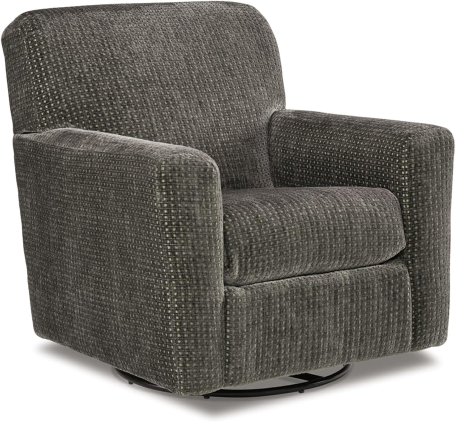 Charcoal Gray Swivel Glider Accent Chair with Polyester Upholstery