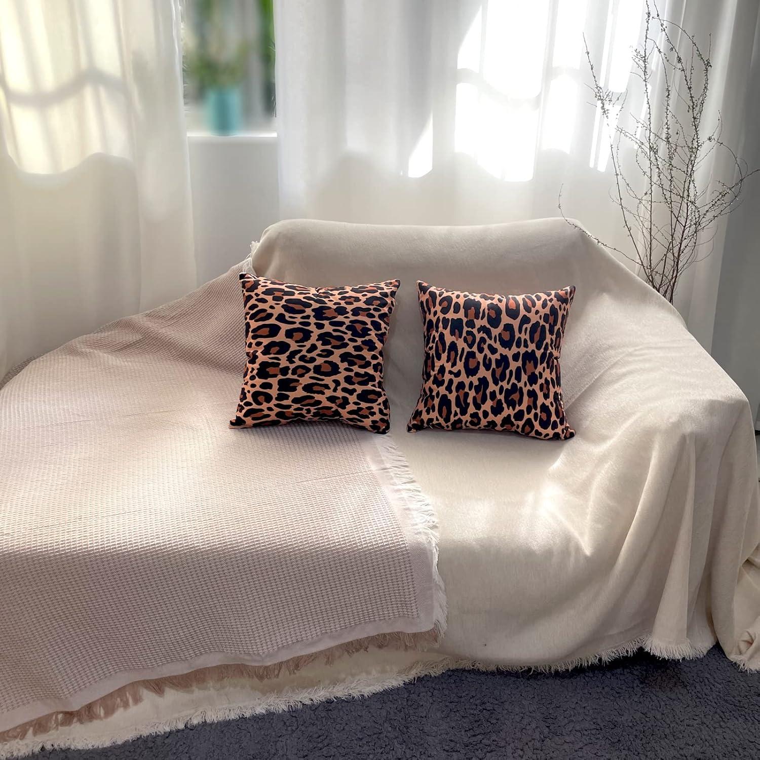 LALILO Throw Pillow Covers Trendy Leopard Wild Animal Cheetah Skin Cushion Cover 18" x 18", 2 Pack