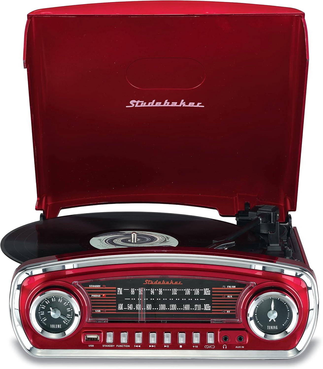 Studebaker Portable 3 - Speed Turntable Decorative Record Player with Bluetooth