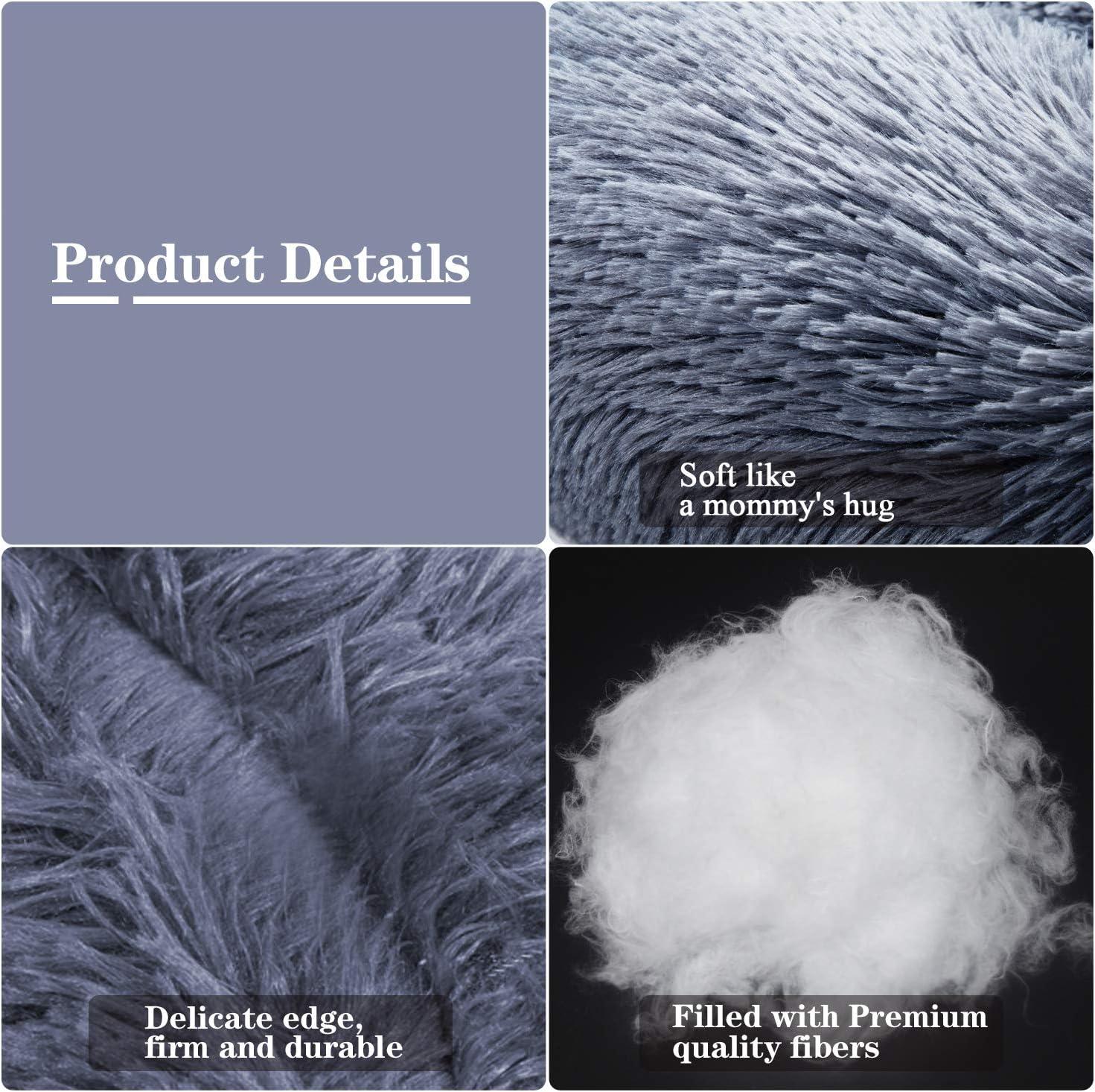 MFOX Calming Dog Bed (S/M/L/XL) for Medium and Large Dogs Comfortable Pet Bed Faux Fur Donut Cuddler Up to 15/30/50/90lbs