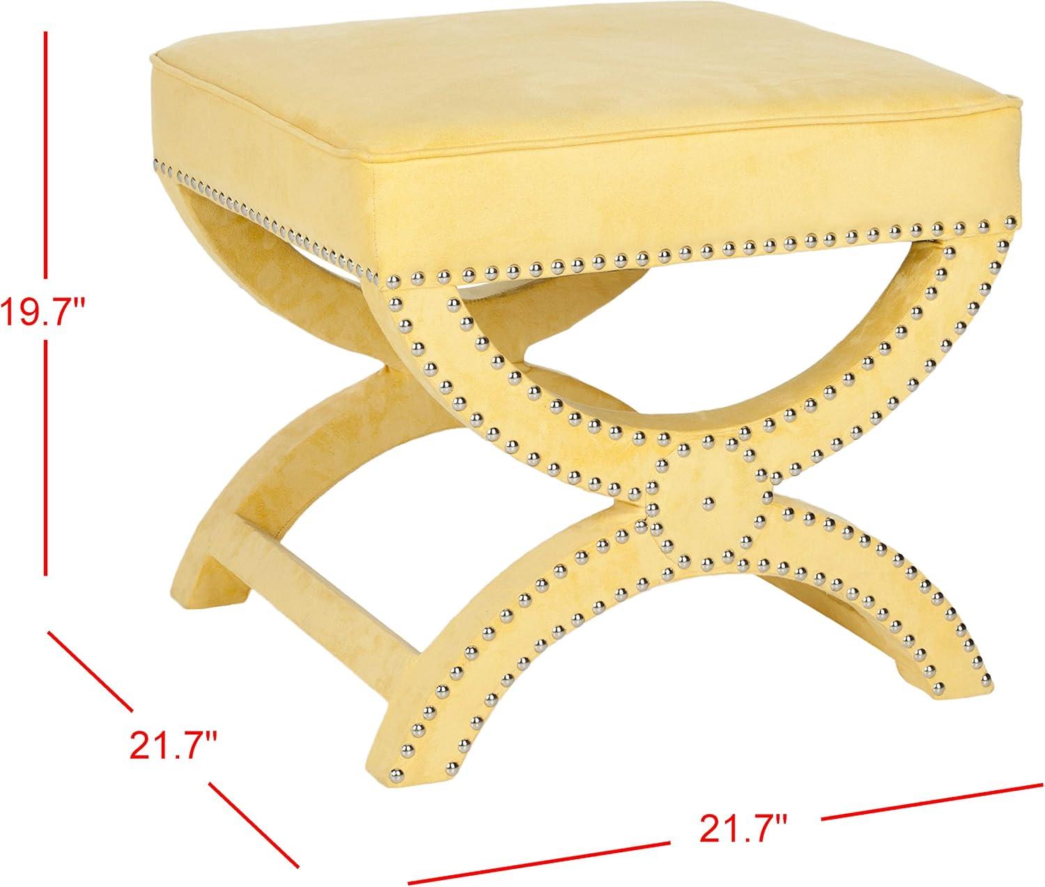 Mystic Ottoman with Silver Nail Heads - Yellow - Safavieh