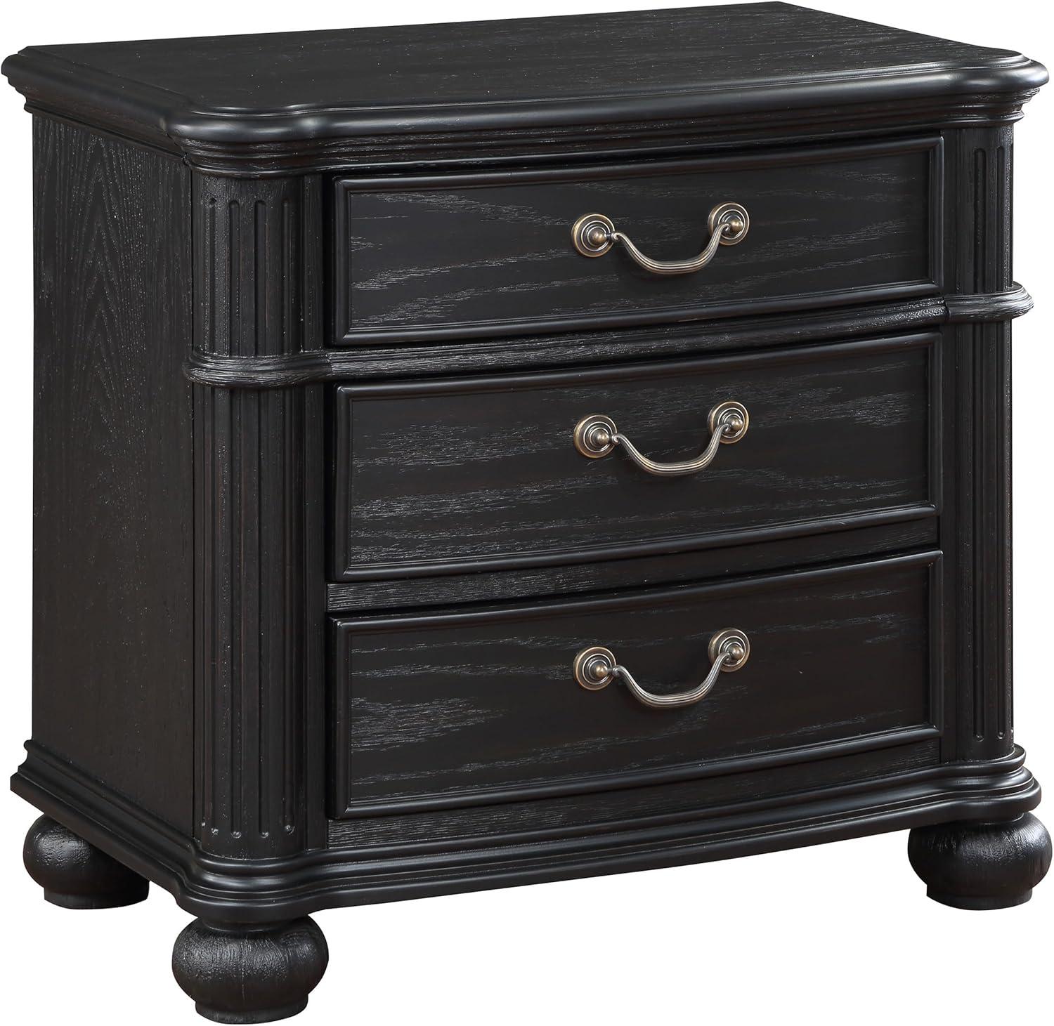 Coaster Celina Traditional 3-drawer Wood Nightstand Bedside Table Black