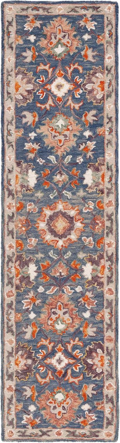 Aspen W/ Tassels APN123 Hand Tufted Indoor Runner Rug - Blue/Rust - 2'3"x9' - Safavieh