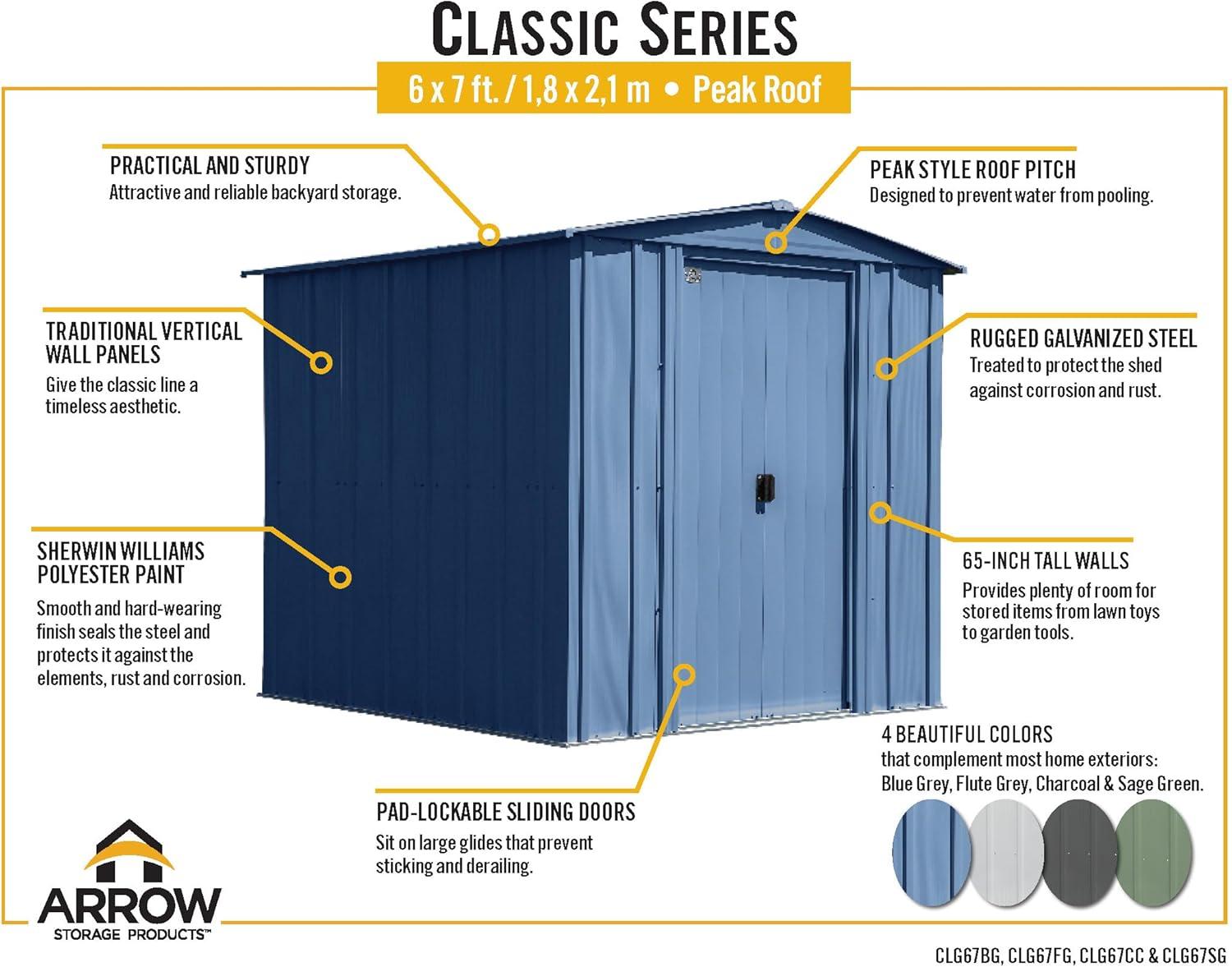 Arrow 6 ft. W x 7 ft. D Steel Vertical Storage Shed