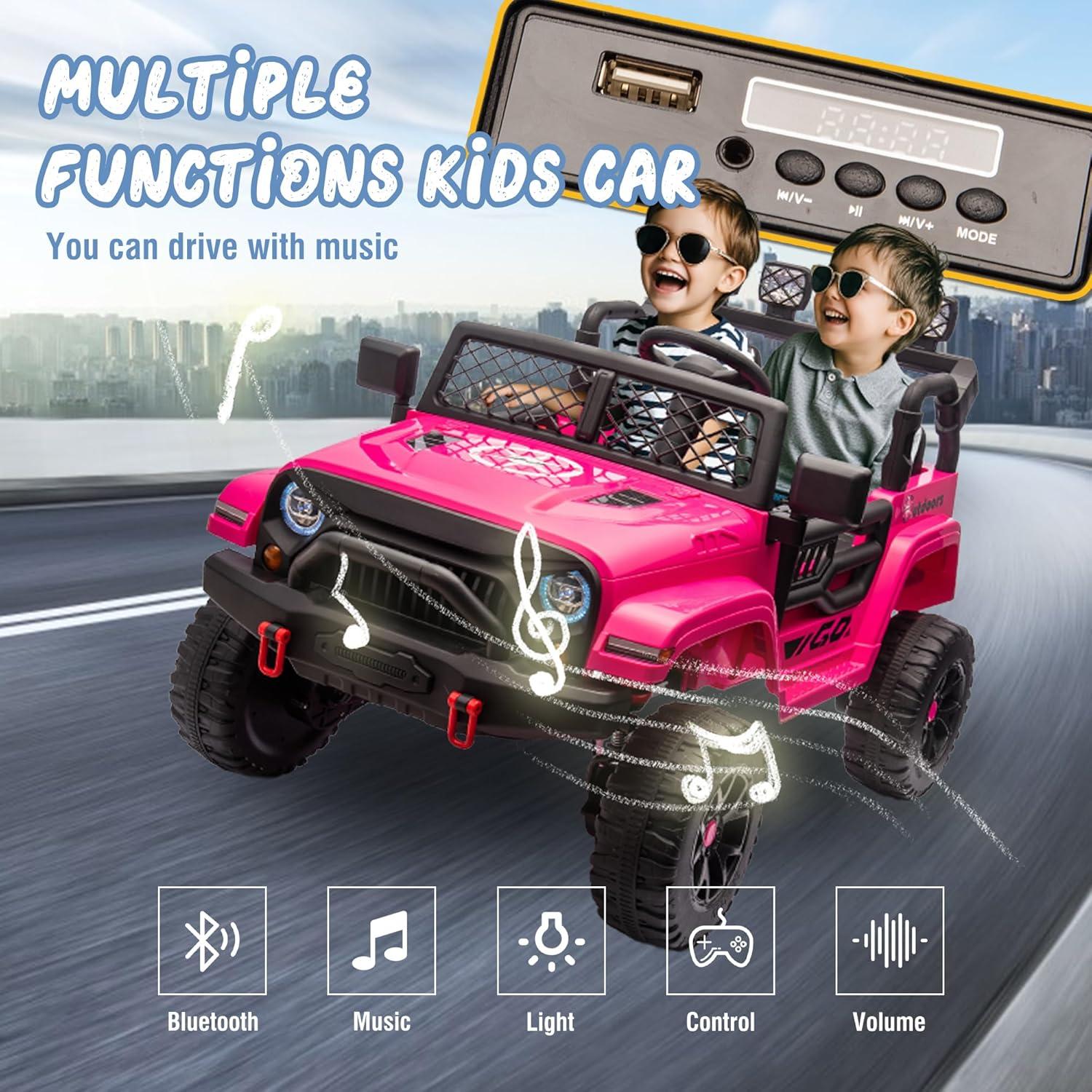 Ancheer 24V Real 2 Seater Ride On Toys Electric SUV Jeep Car With Remote Control,2WD/4WD Switchable, 4X100W Motor, Bluetooth, Music, USB, Lights