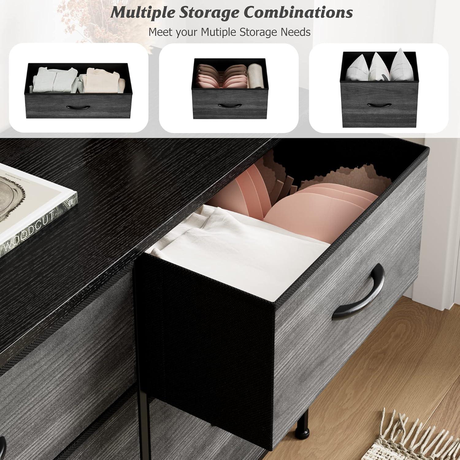 Nicehill Black Dresser for Bedroom with 5 Drawers, Chests of Drawers for Closet, Clothes, Nursery, Bedroom Dresser with Drawers,Black Wood Grain