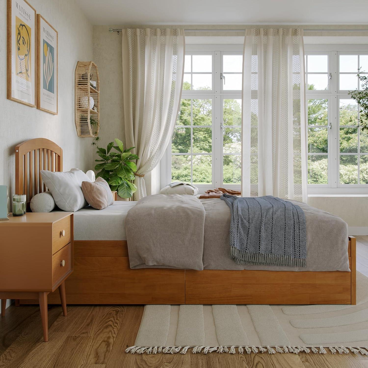 AFI Furnishings Richmond Solid Wood Platform Bed with Panel Footboard and Storage Drawers