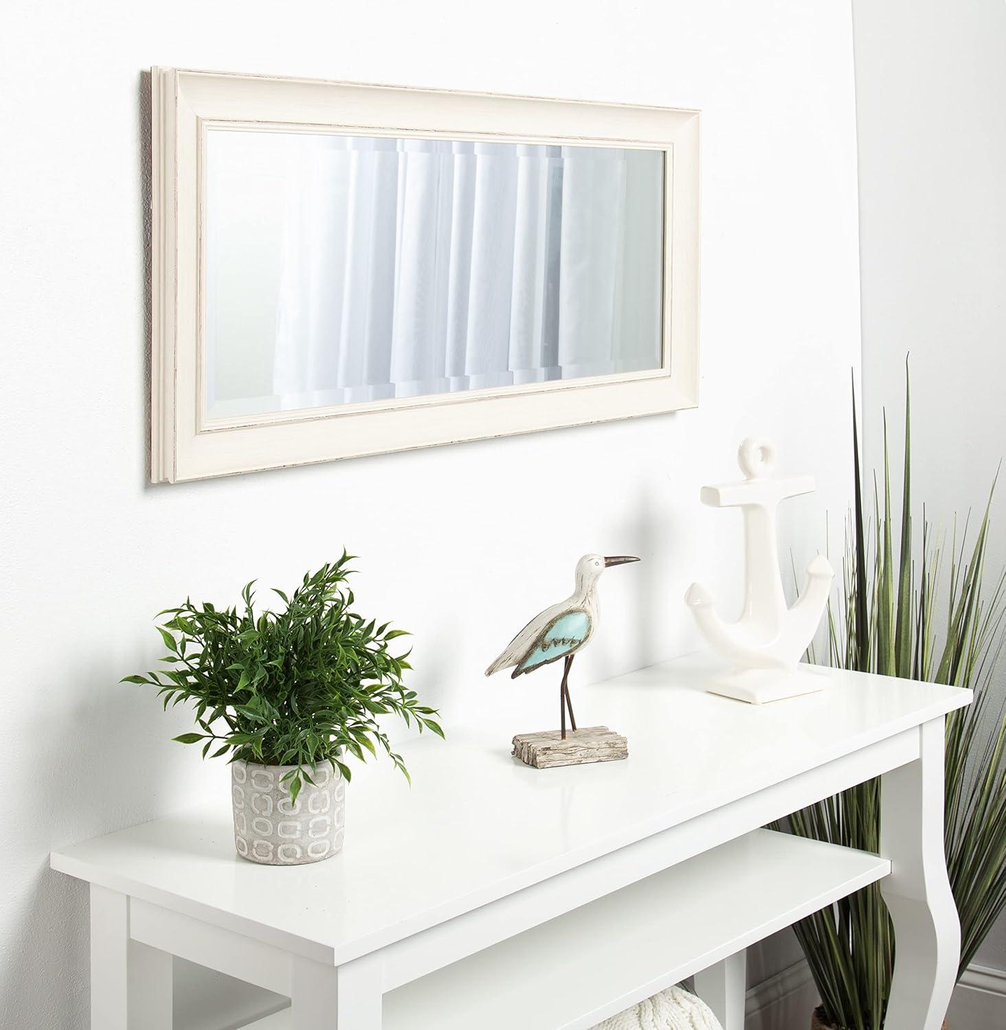 16" x 36" Macon Framed Wall Panel Mirror White - Kate and Laurel: Modern Style, Beveled Glass, No Assembly Required