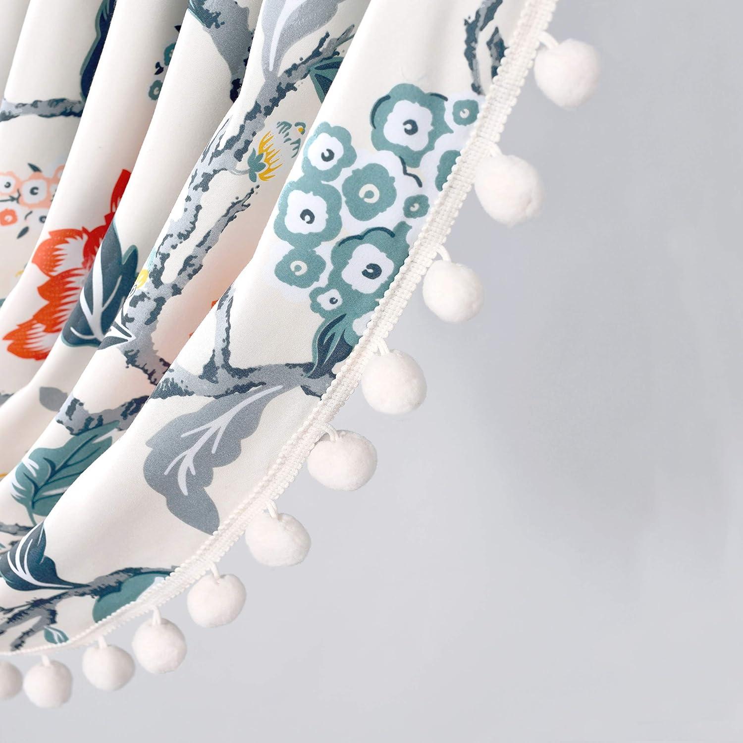 DriftAway Ada Floral Lined Thermal Insulated Room Darkening Blackout Grommet Window Curtains, 2 Panels, 52" x 72", Ivory Orange Teal