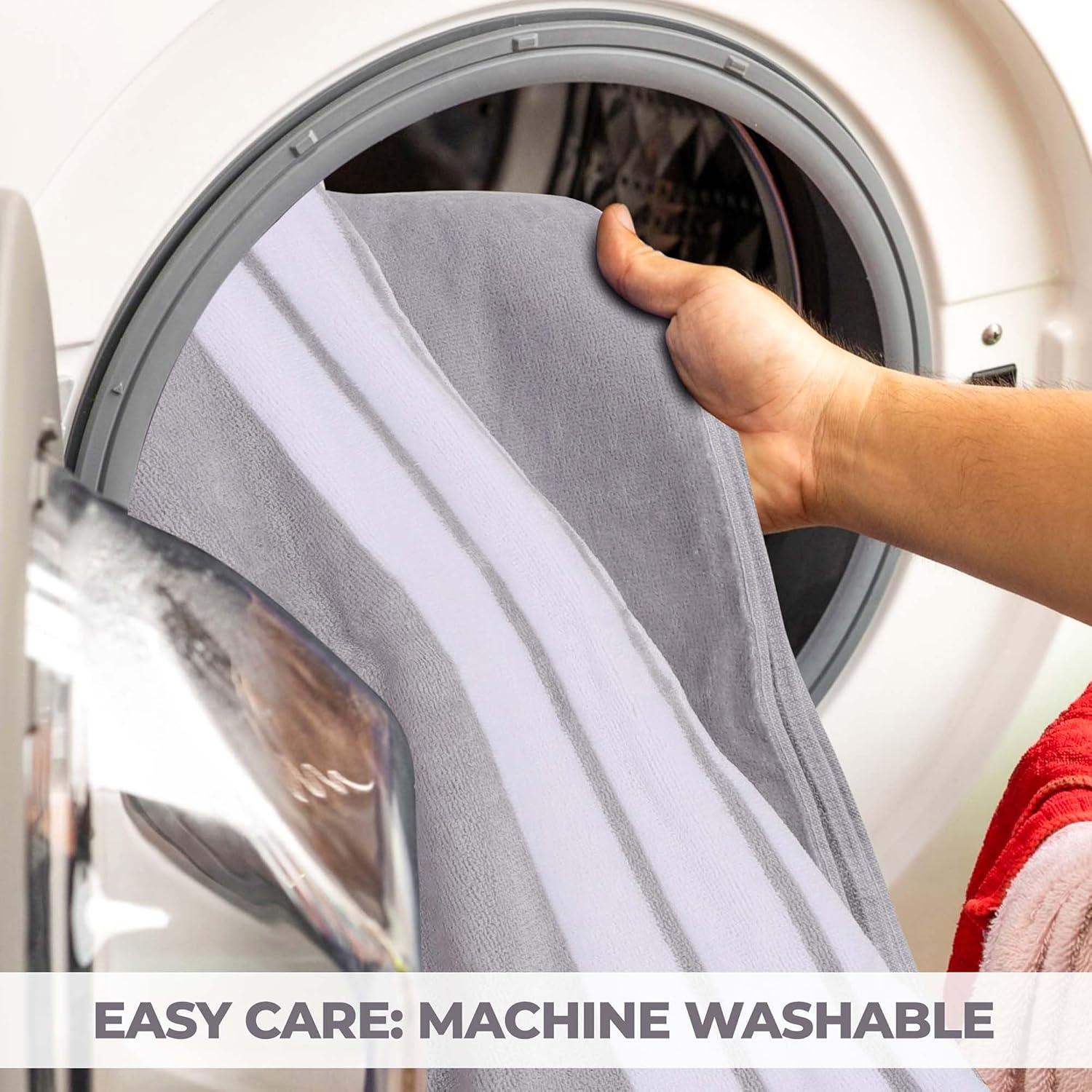 Superior Cotton Striped Oversized Beach Towel, 34" x 64", Light Grey