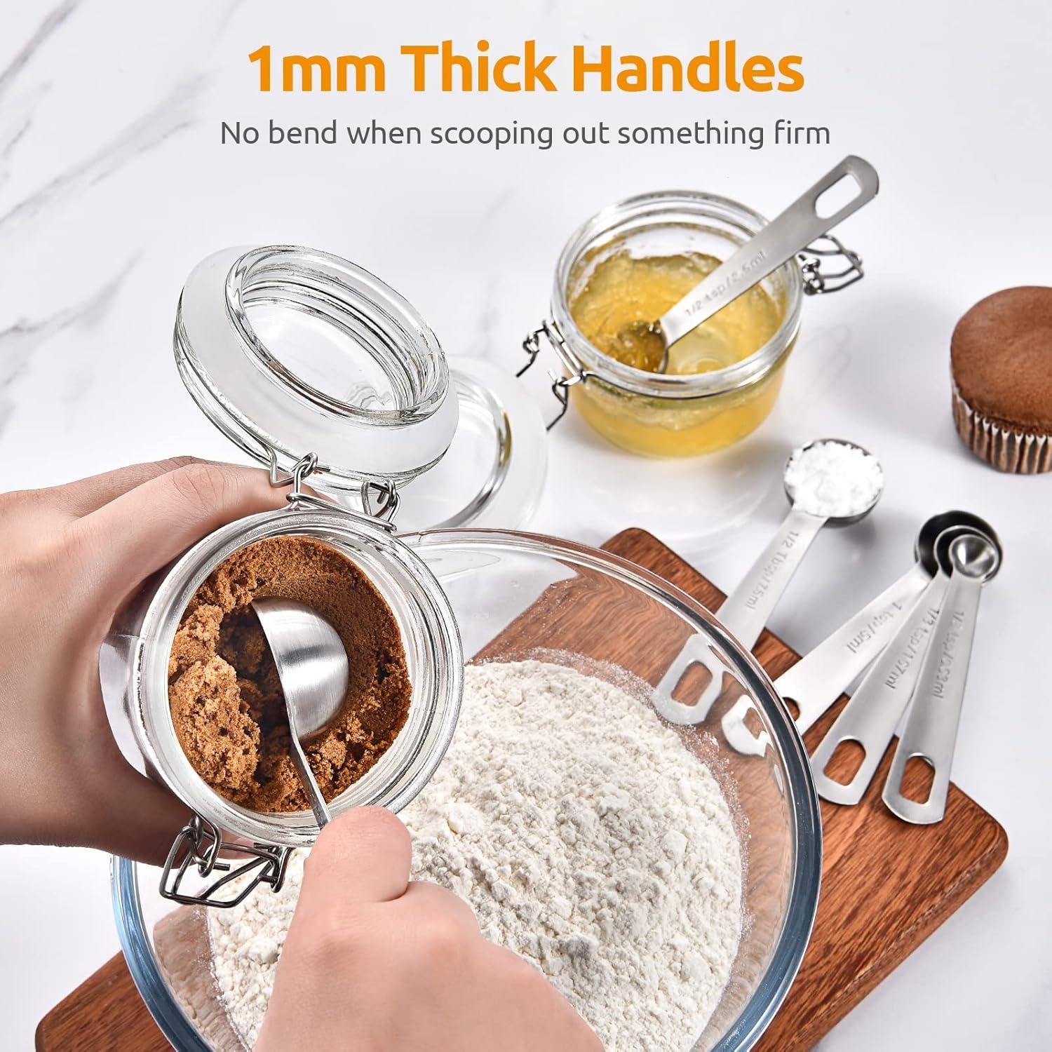 Measuring Spoons: U-Taste 18/8 Stainless Steel Measuring Spoons Set of 7 Piece: 1/8 tsp, 1/4 tsp, 1/2 tsp, 3/4 tsp, 1 tsp, 1/2 tbsp & 1 tbsp Dry and Liquid Ingredients