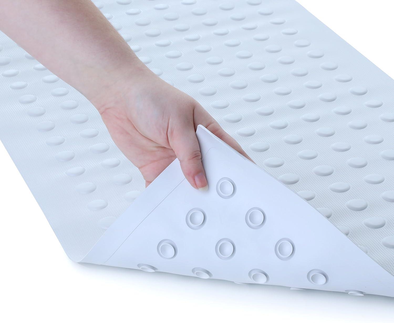 SlipX Solutions Extra Long Rubber Bath Safety Mat, 18"x36" (White)