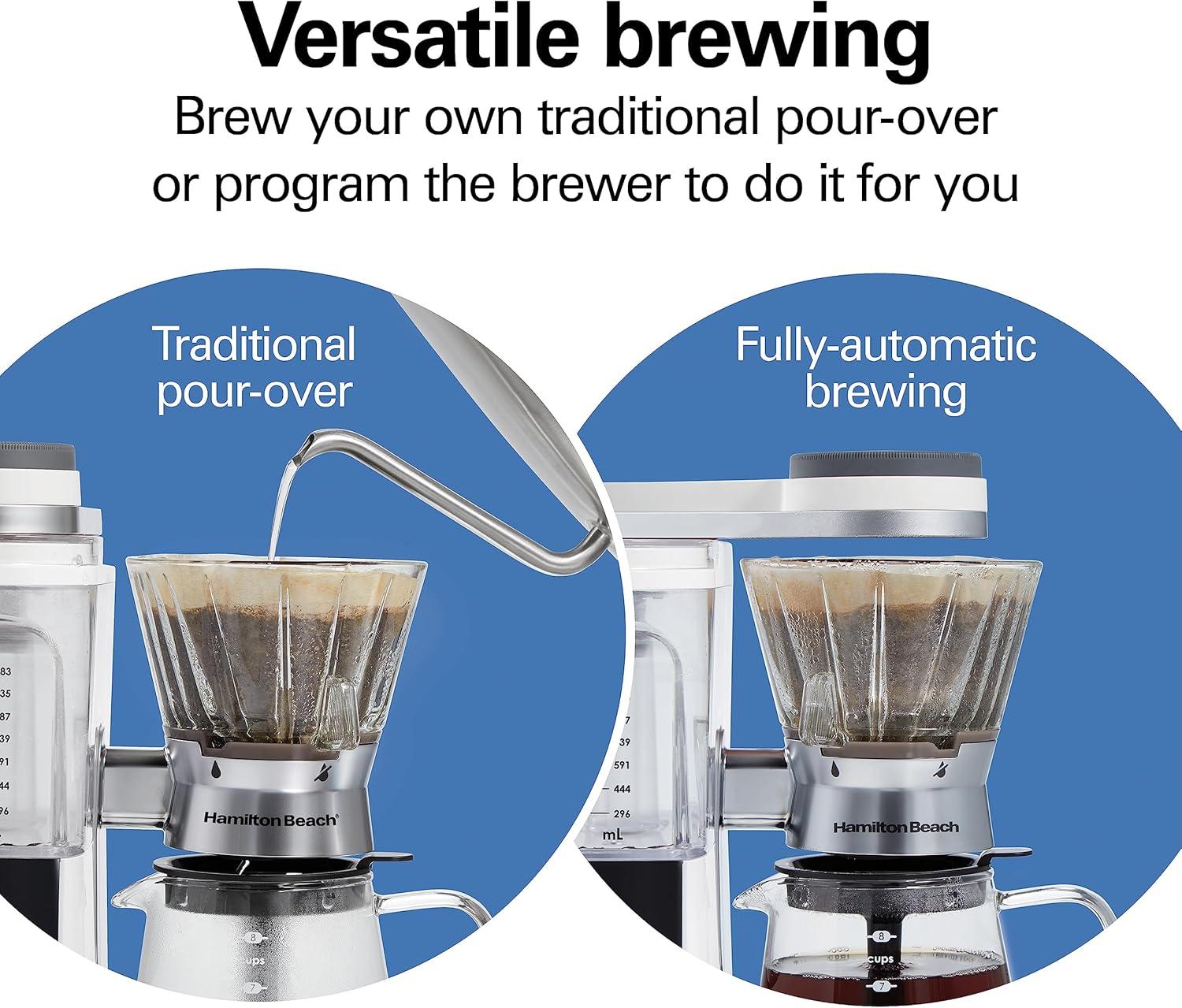 Hamilton Beach® Convenient Craft Automatic or Manual Pour-Over 8-Cup Coffee Maker with 5 Strengths and Integrated Scale