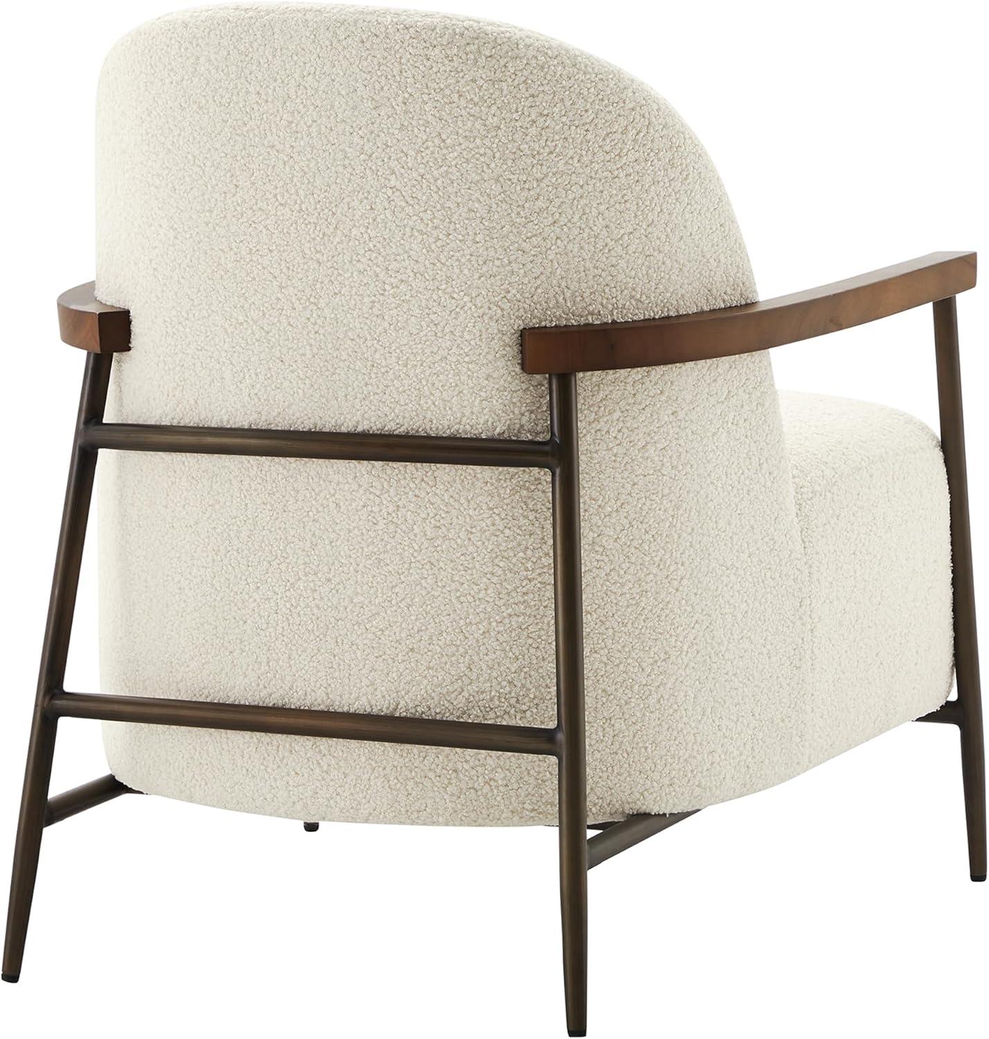 Quiteria Camel Fabric Accent Chair with Solid Wood and Metal Frame