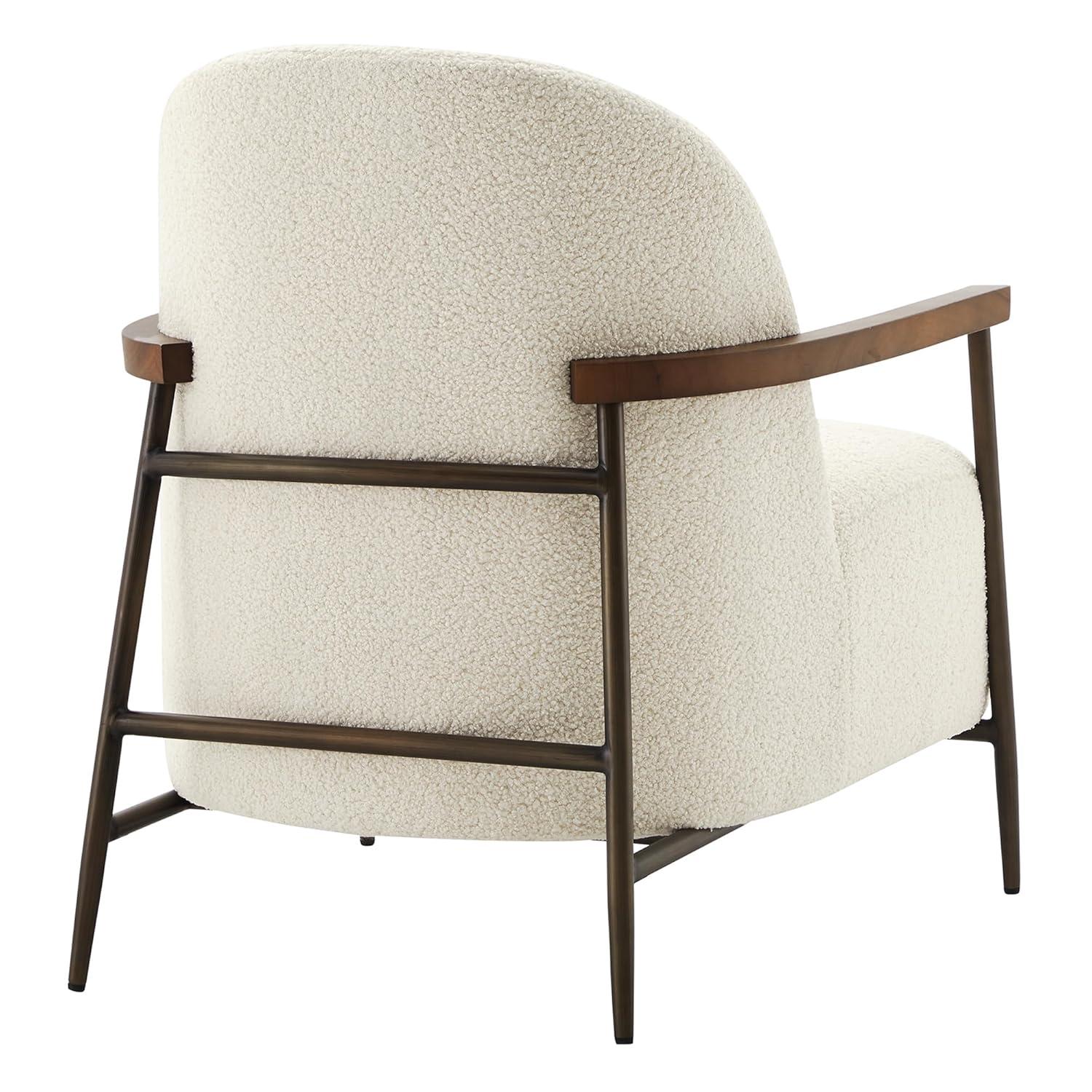 Quiteria Camel Fabric Accent Chair with Solid Wood and Metal Frame