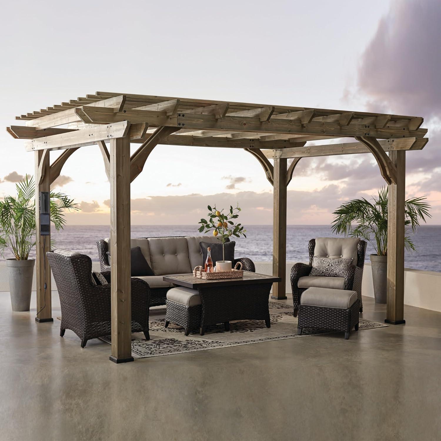 Somerville 14' x 10' Cedar Wood Pergola with USB Ports