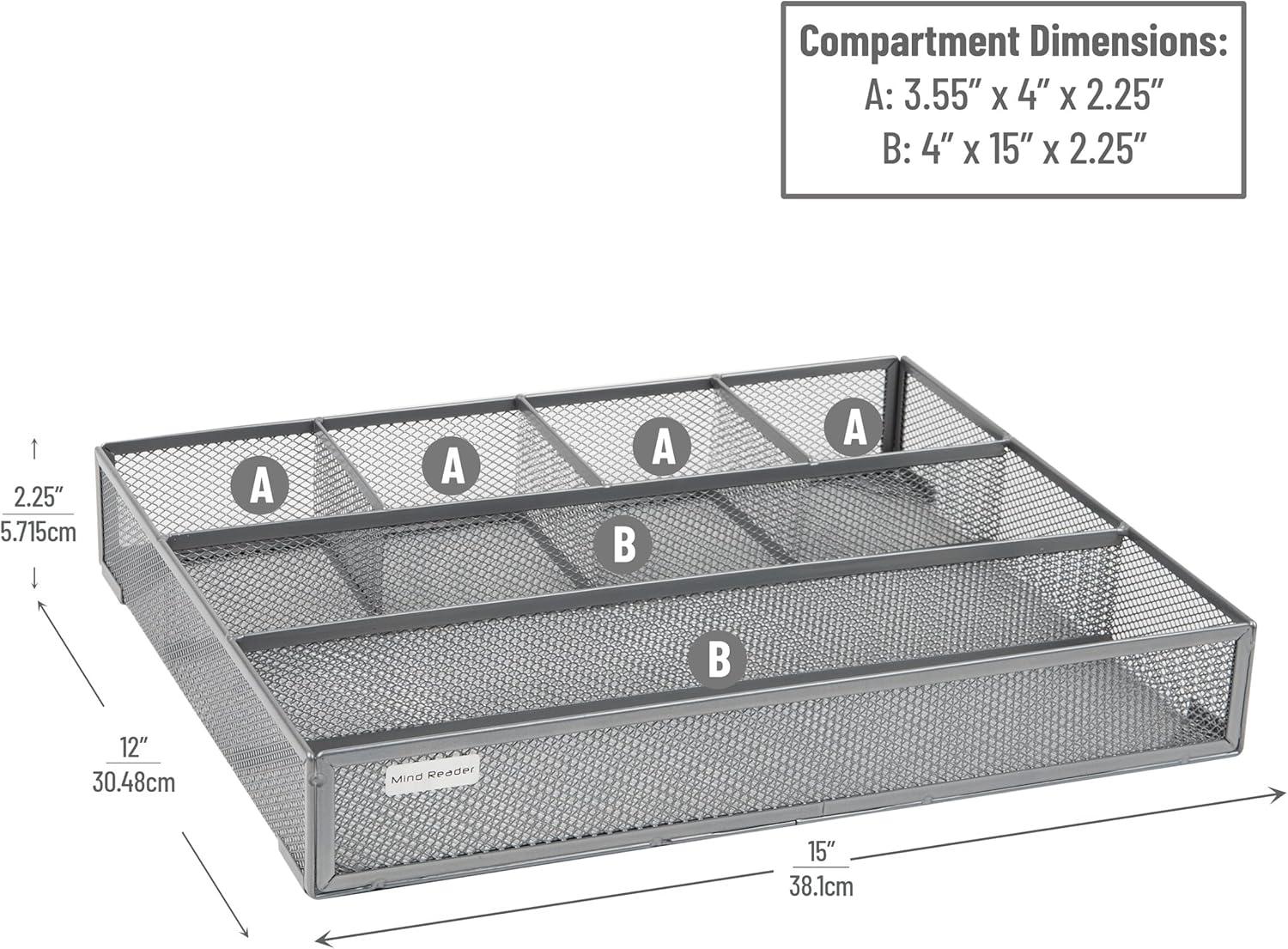 Silver Metal Mesh 6-Compartment Desk Organizer Set