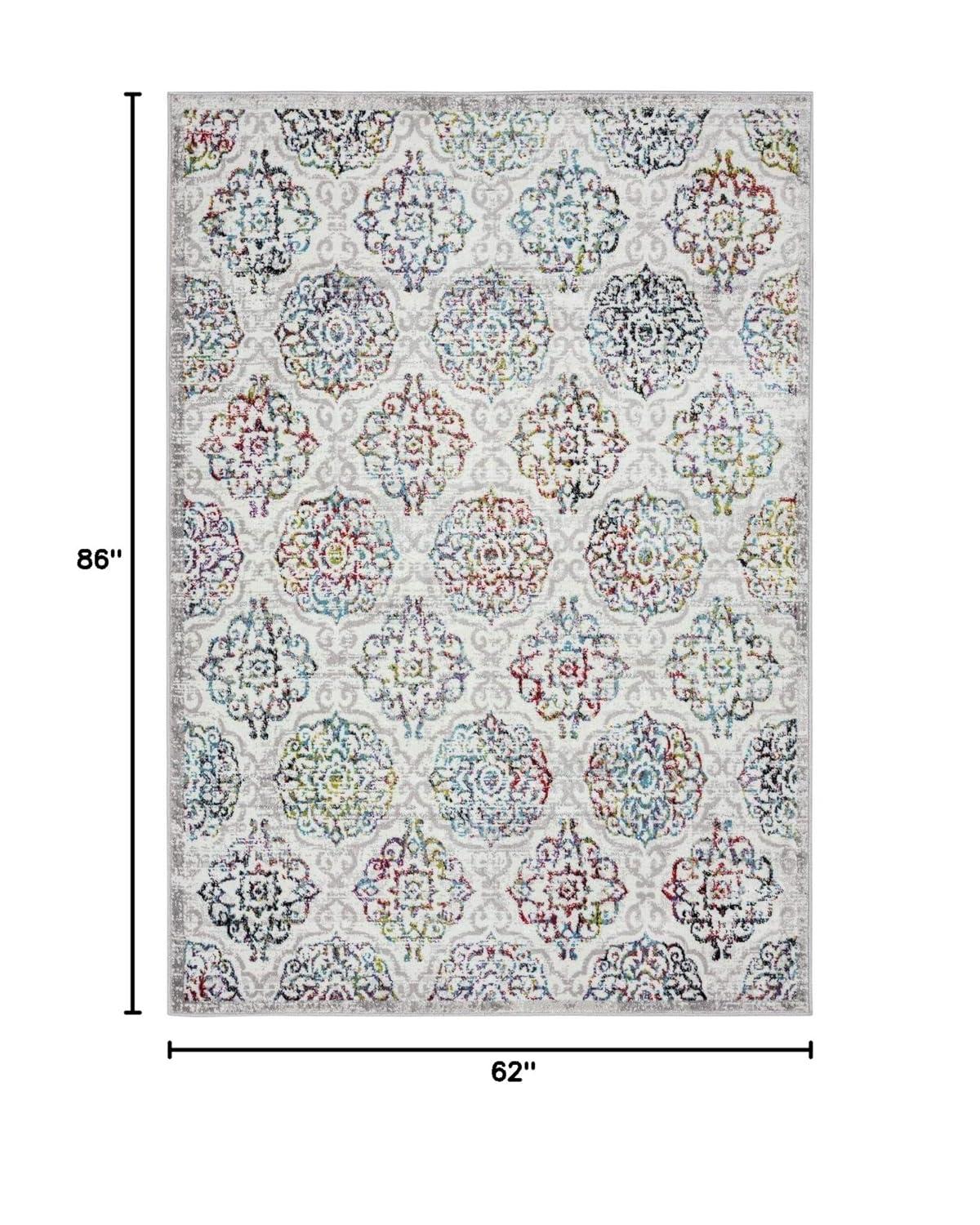 Home Dynamix Boho Andorra Transitional Damask Area Rug Ivory/Blue/Black, 5'2"x7'2"
