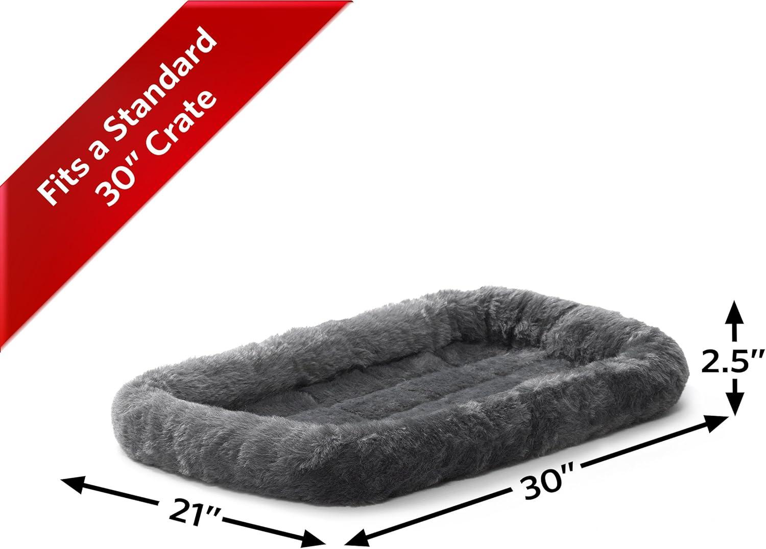 New World Pet Products Gray Dog Bed | Bolster Dog Bed Fits Metal Dog Crates | Machine Wash & Dry, 30-Inch, Model:B40230-GY