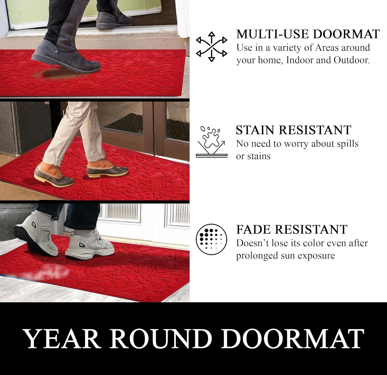 Red Polypropylene Weatherproof Slip-Resistant Outdoor Doormat