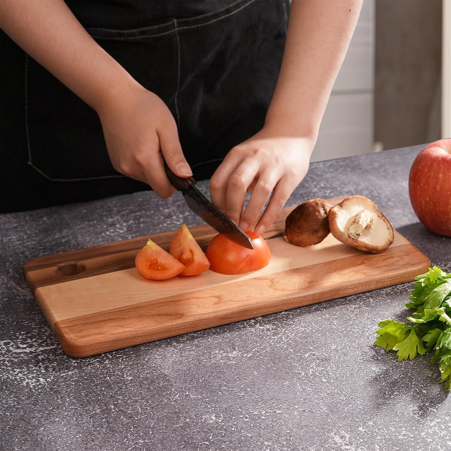 CONSDAN CONSDAN Mixed Hardwood Cutting Board, Food-Safe Kitchen Chopping Board for Meat, Vegetables, Fruits