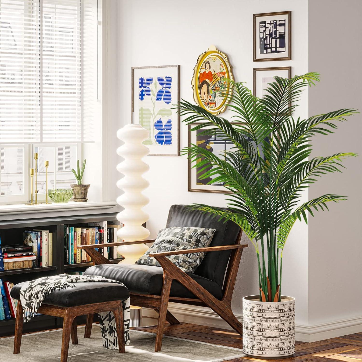 Artificial Palm Tree 5ft Tall Fake Palm Tree Decor with 11 Detachable Trunks Faux Tropical Palm Silk Plant Feaux Dypsis Lutescens Plants in Pot for Home Office Living Room Floor Decor Indoor