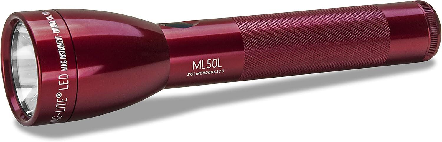 Red Rechargeable LED Tactical Flashlight with Adjustable Beam