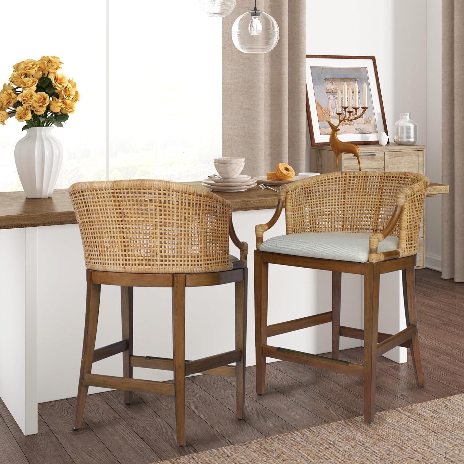 Martha Stewart Playa Handcrafted Rattan Counter Stool