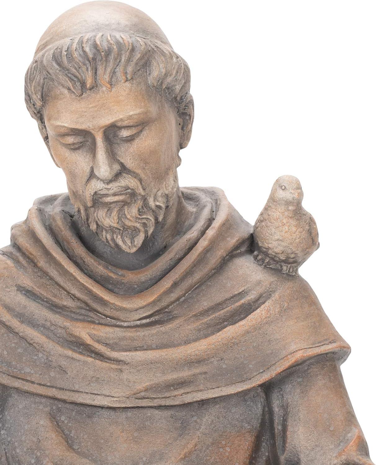 Roman 19" St. Francis Outdoor Garden Statue with Birdbath