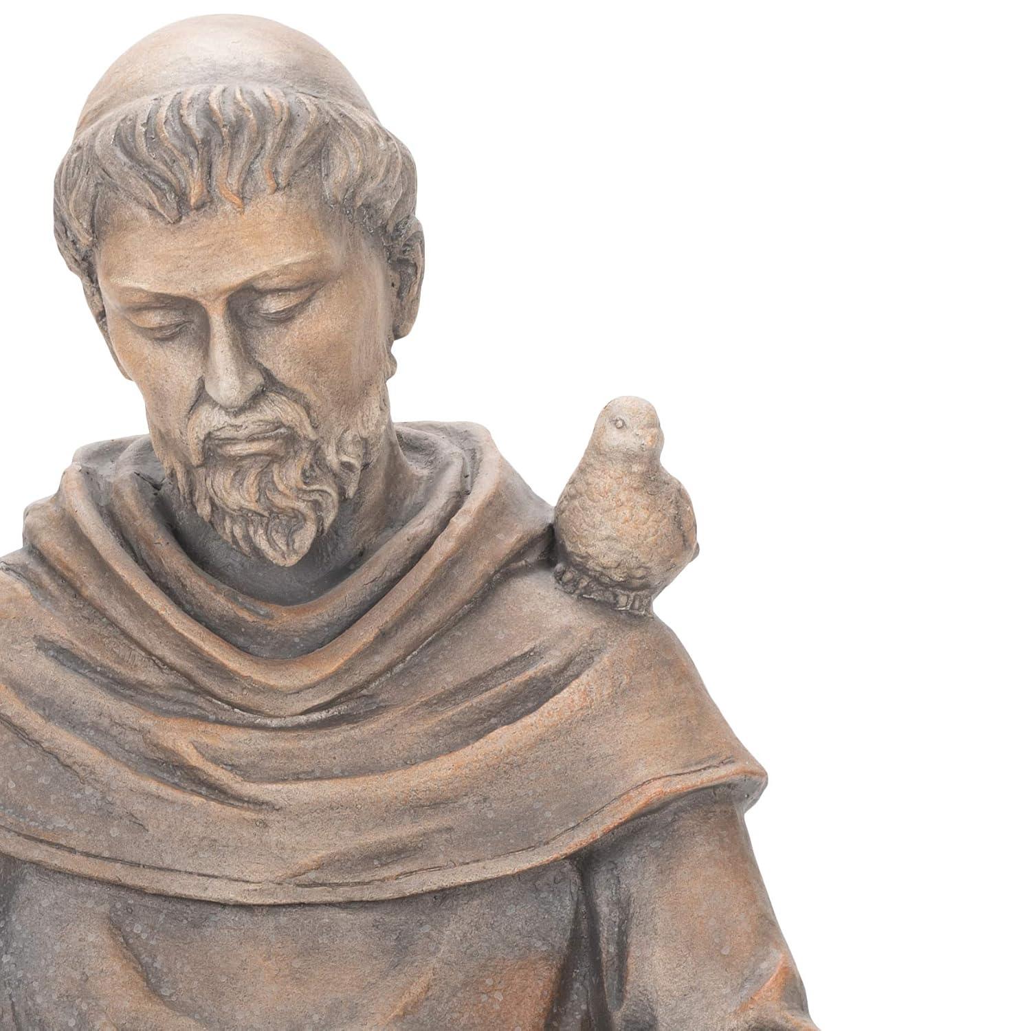 Roman 19" St. Francis Outdoor Garden Statue with Birdbath