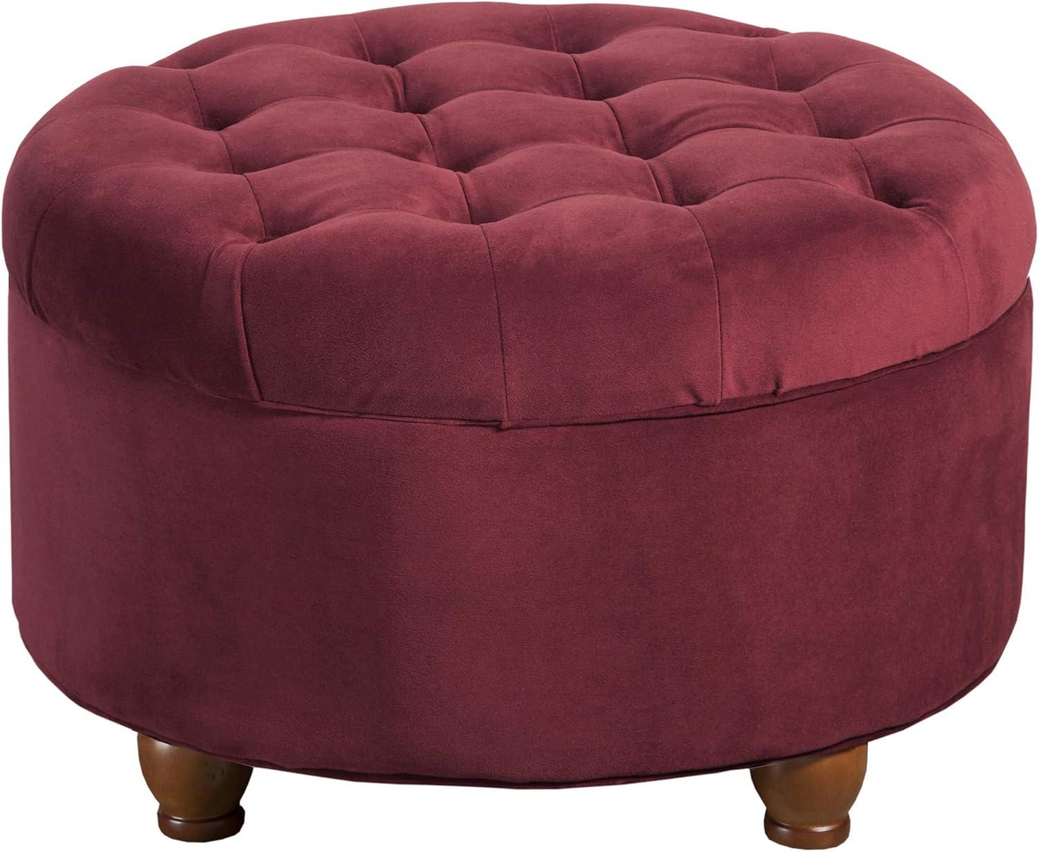 Large Round Button Tufted Storage Ottoman - HomePop