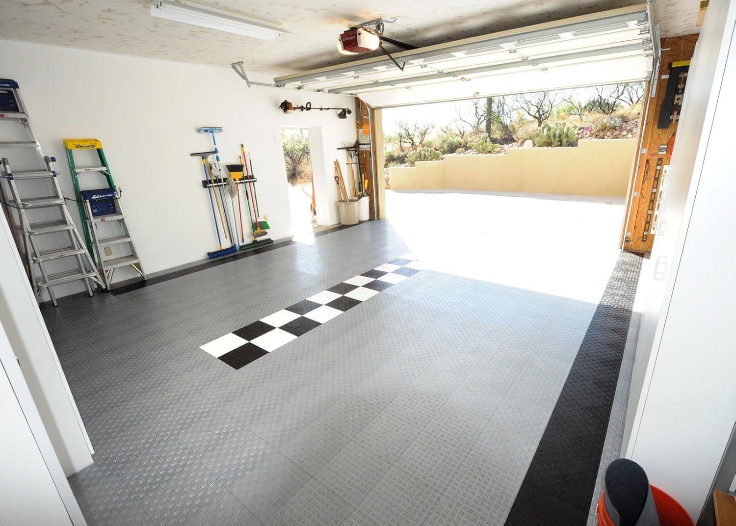 Black Diamond Pattern Interlocking Garage Flooring Tiles